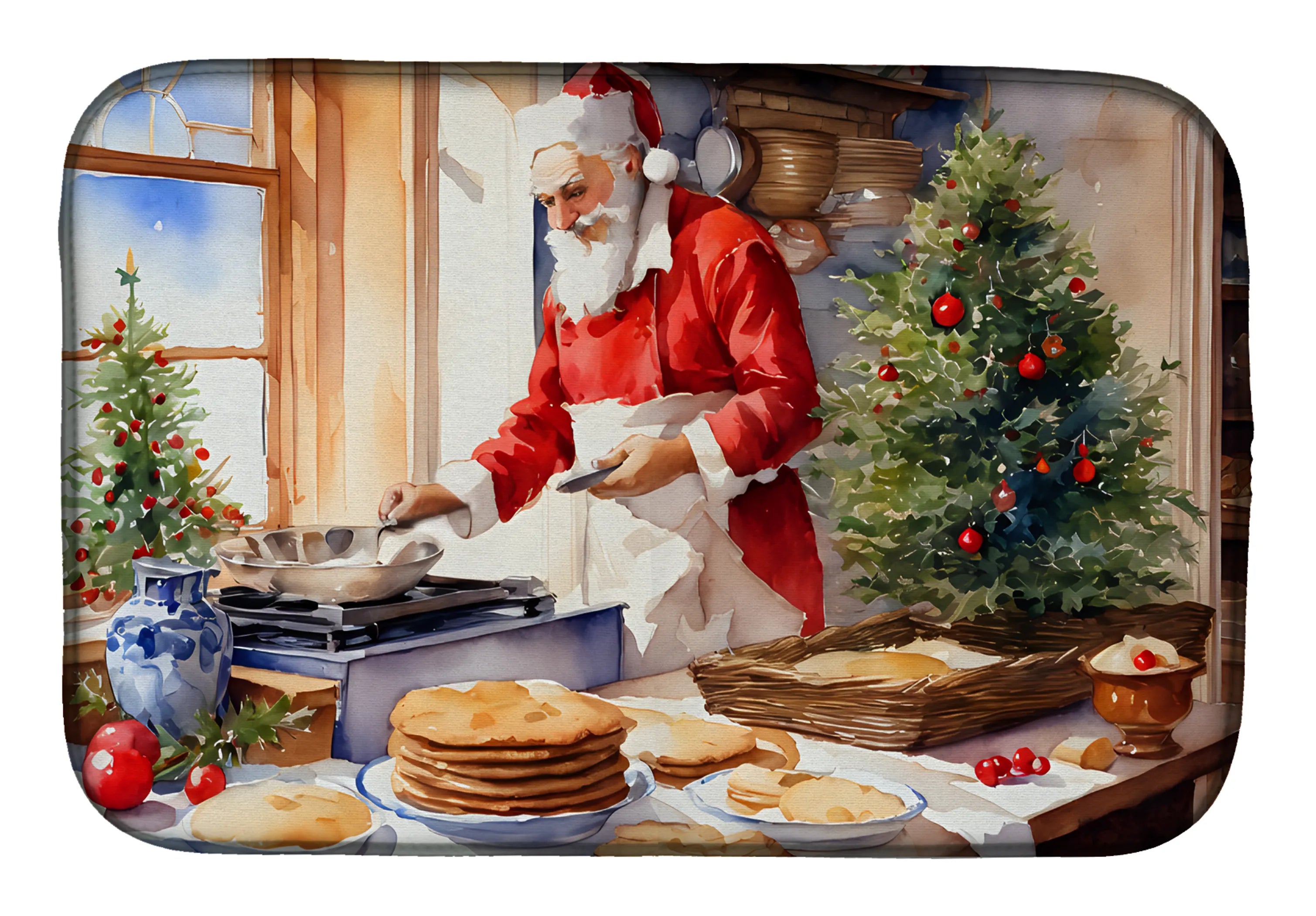 Cookies with Santa Claus Dish Drying Mat - Size: 14  X 21" | Pack Of: 1 | Collection name: Cookies with santa claus