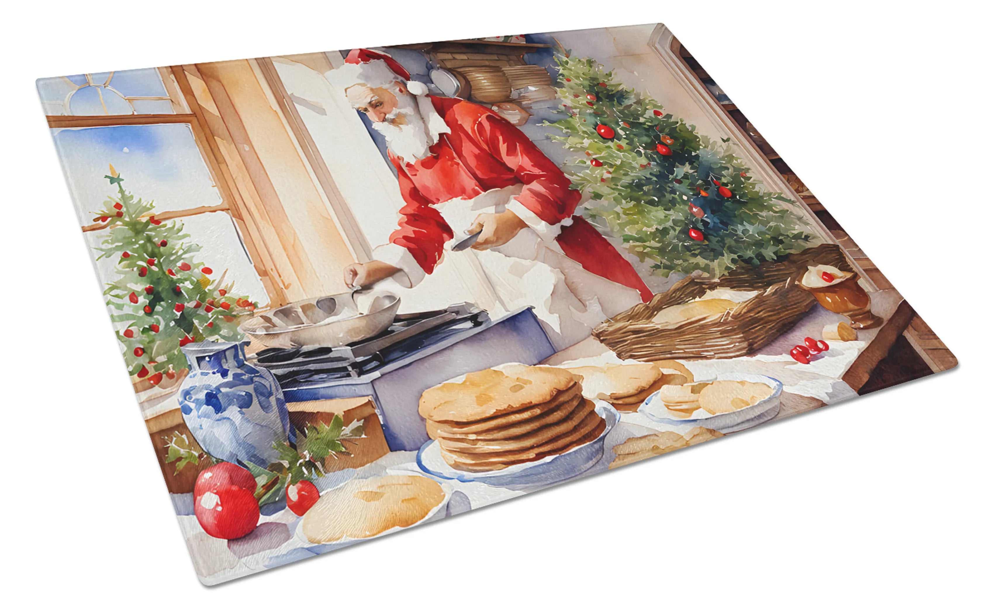 Cookies with Santa Claus Glass Cutting Board - Size: LARGE | Pack Of: 1 | Collection name: Cookies with santa claus