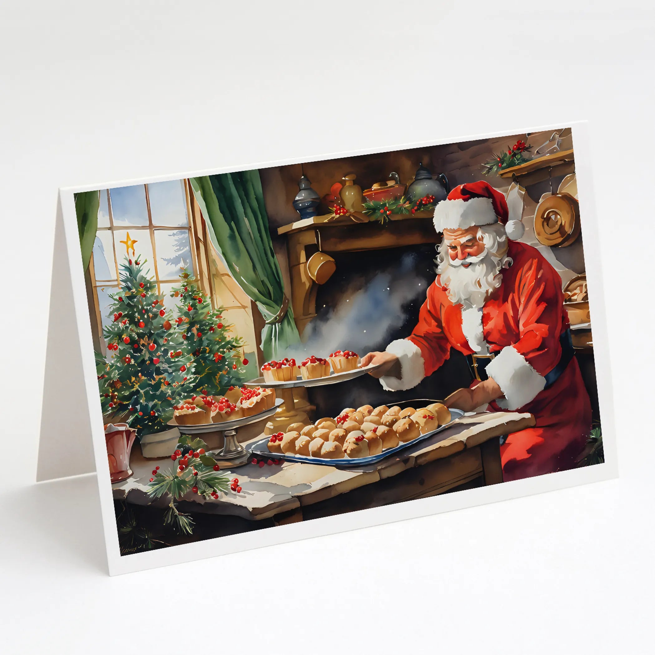 Cookies with Santa Claus Greeting Cards  - Size: 5X7 | Pack Of: 8 | Collection name: Cookies with santa claus