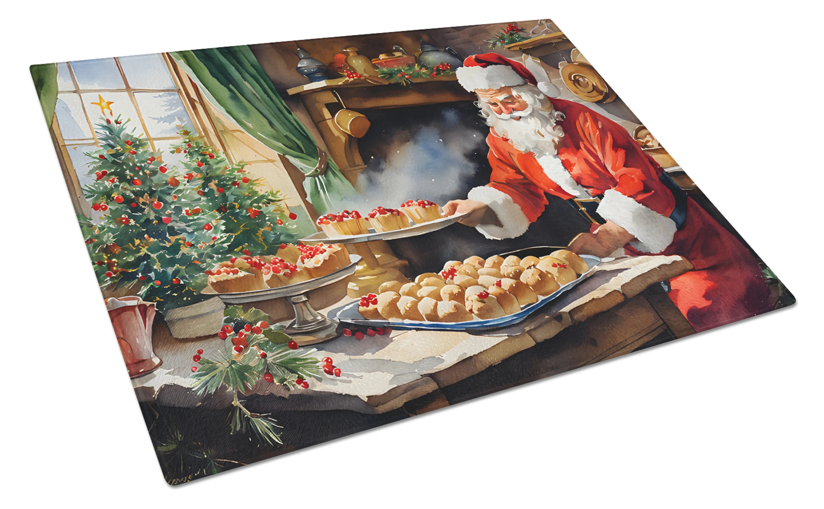 Cookies with Santa Claus Glass Cutting Board - Size: LARGE | Pack Of: 1 | Collection name: Cookies with santa claus