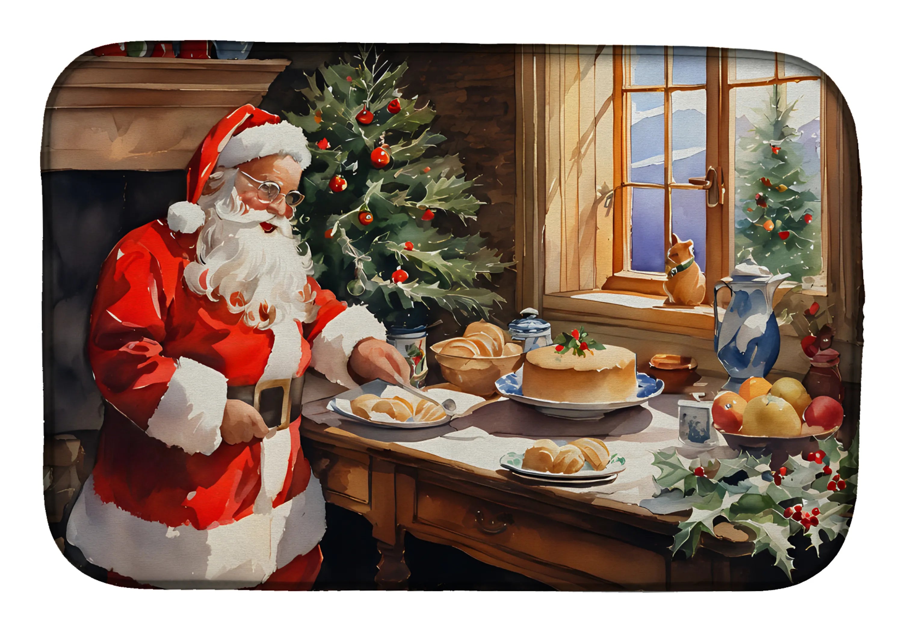 Cookies with Santa Claus Dish Drying Mat - Size: 14  X 21" | Pack Of: 1 | Collection name: Cookies with santa claus