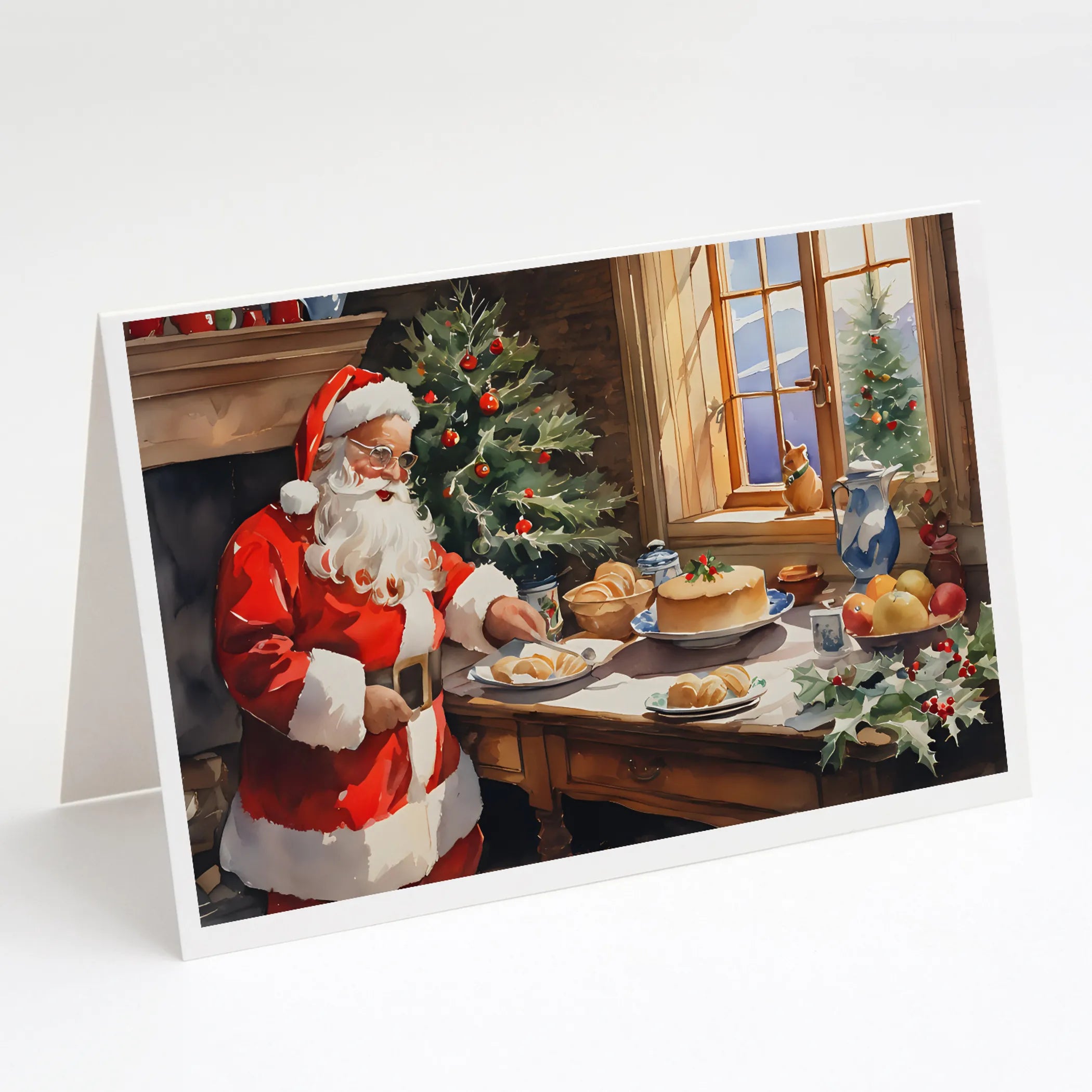 Cookies with Santa Claus Greeting Cards  - Size: 5X7 | Pack Of: 8 | Collection name: Cookies with santa claus