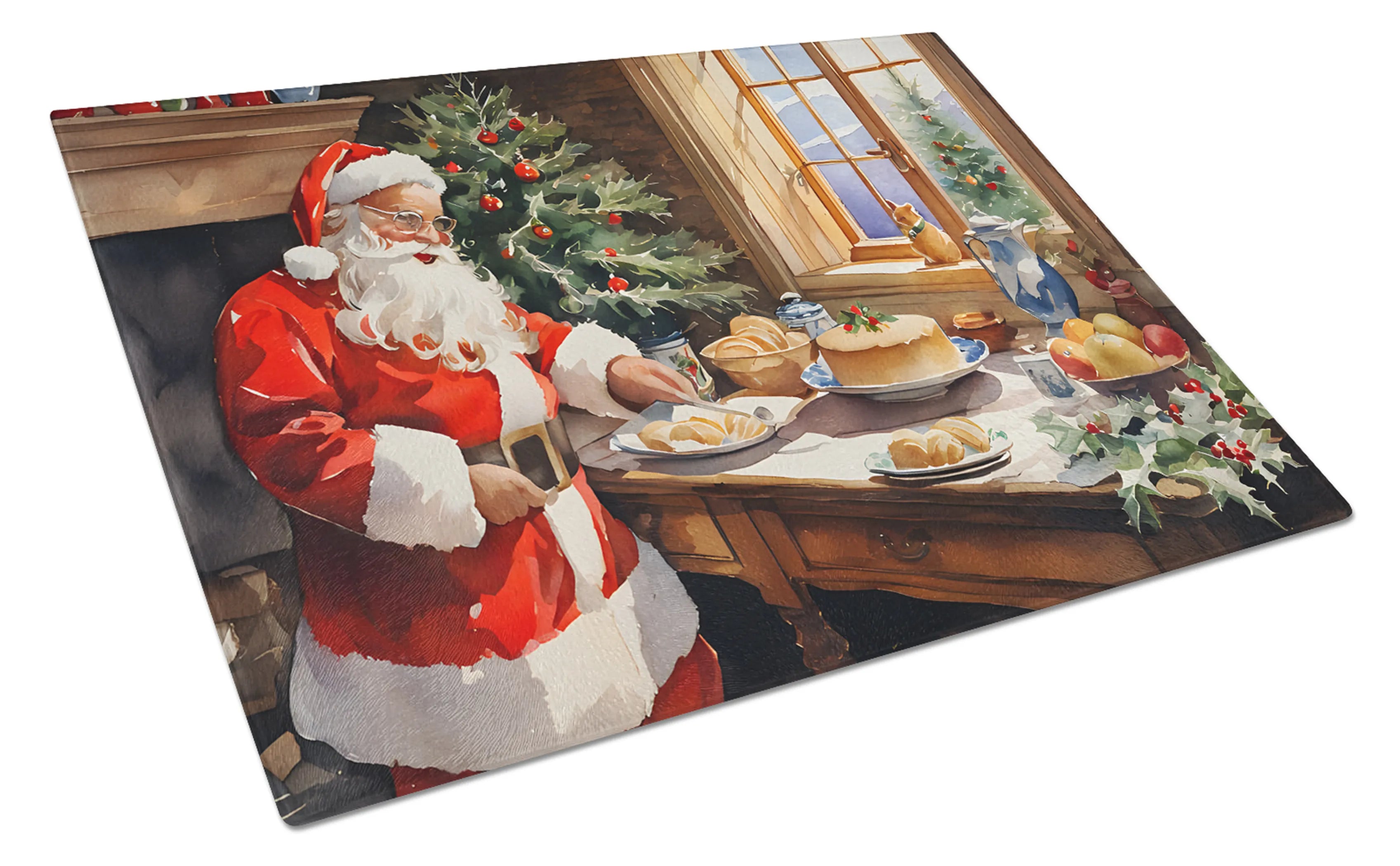 Cookies with Santa Claus Glass Cutting Board - Size: LARGE | Pack Of: 1 | Collection name: Cookies with santa claus