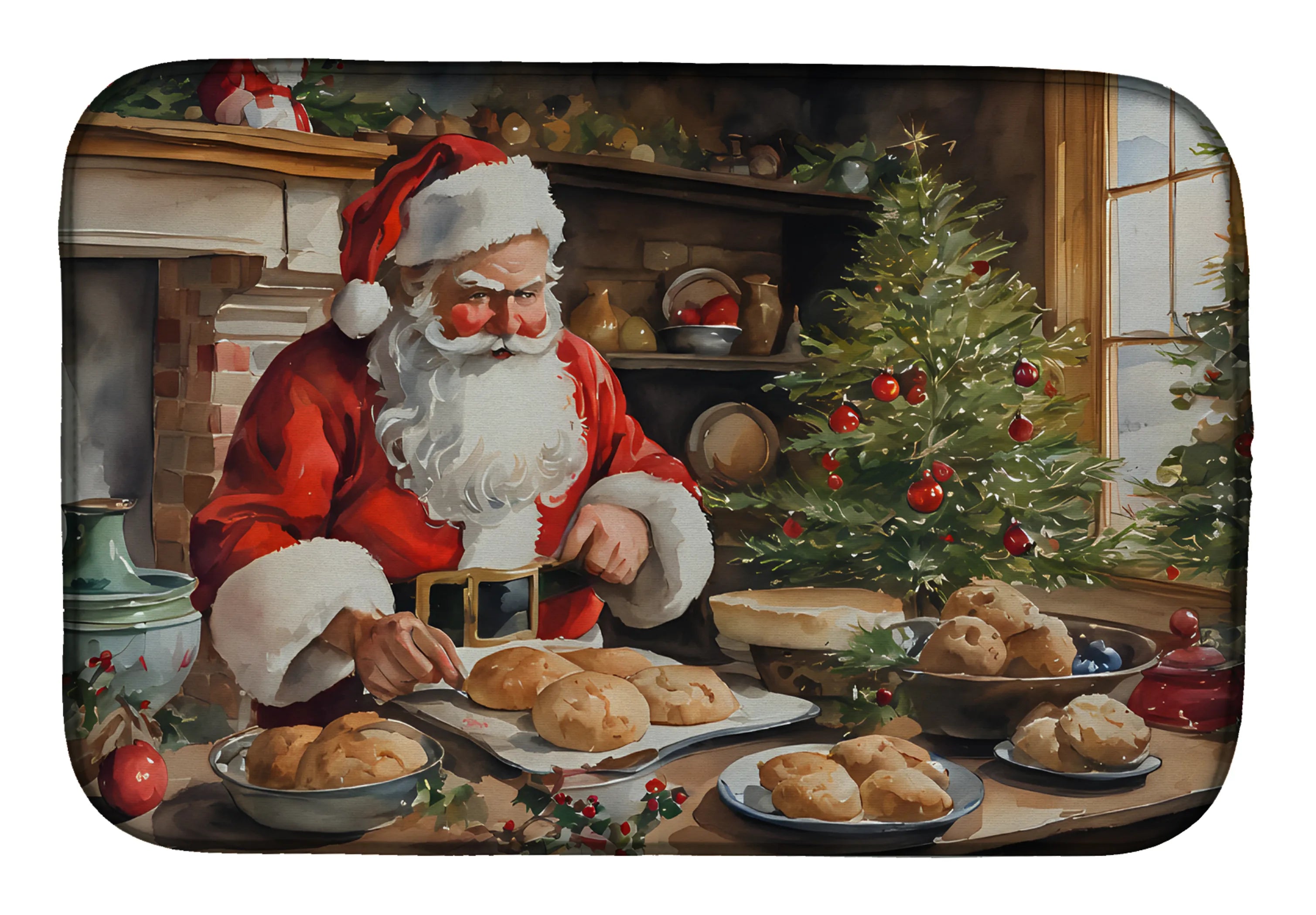 Cookies with Santa Claus Dish Drying Mat - Size: 14  X 21" | Pack Of: 1 | Collection name: Cookies with santa claus