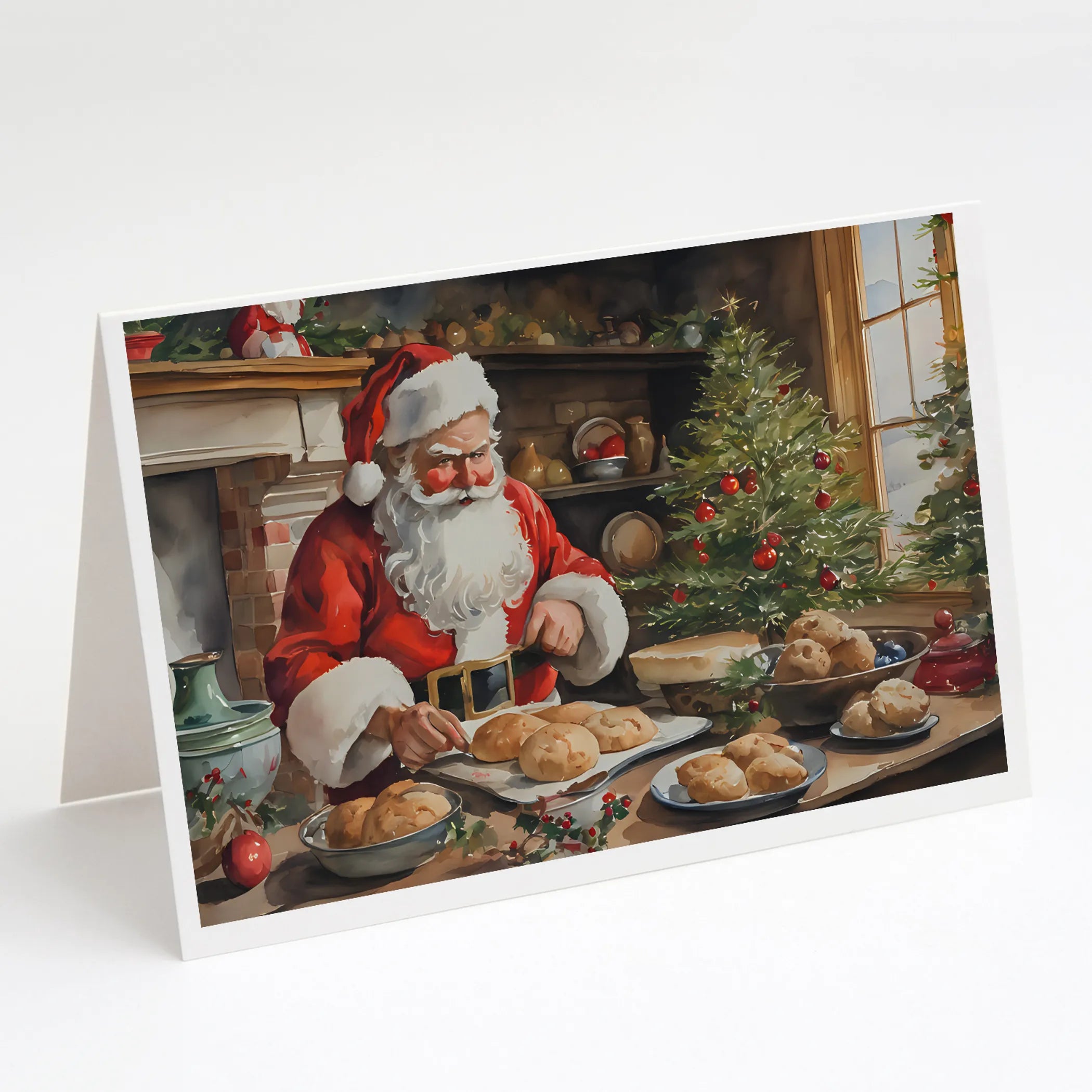 Cookies with Santa Claus Greeting Cards  - Size: 5X7 | Pack Of: 8 | Collection name: Cookies with santa claus