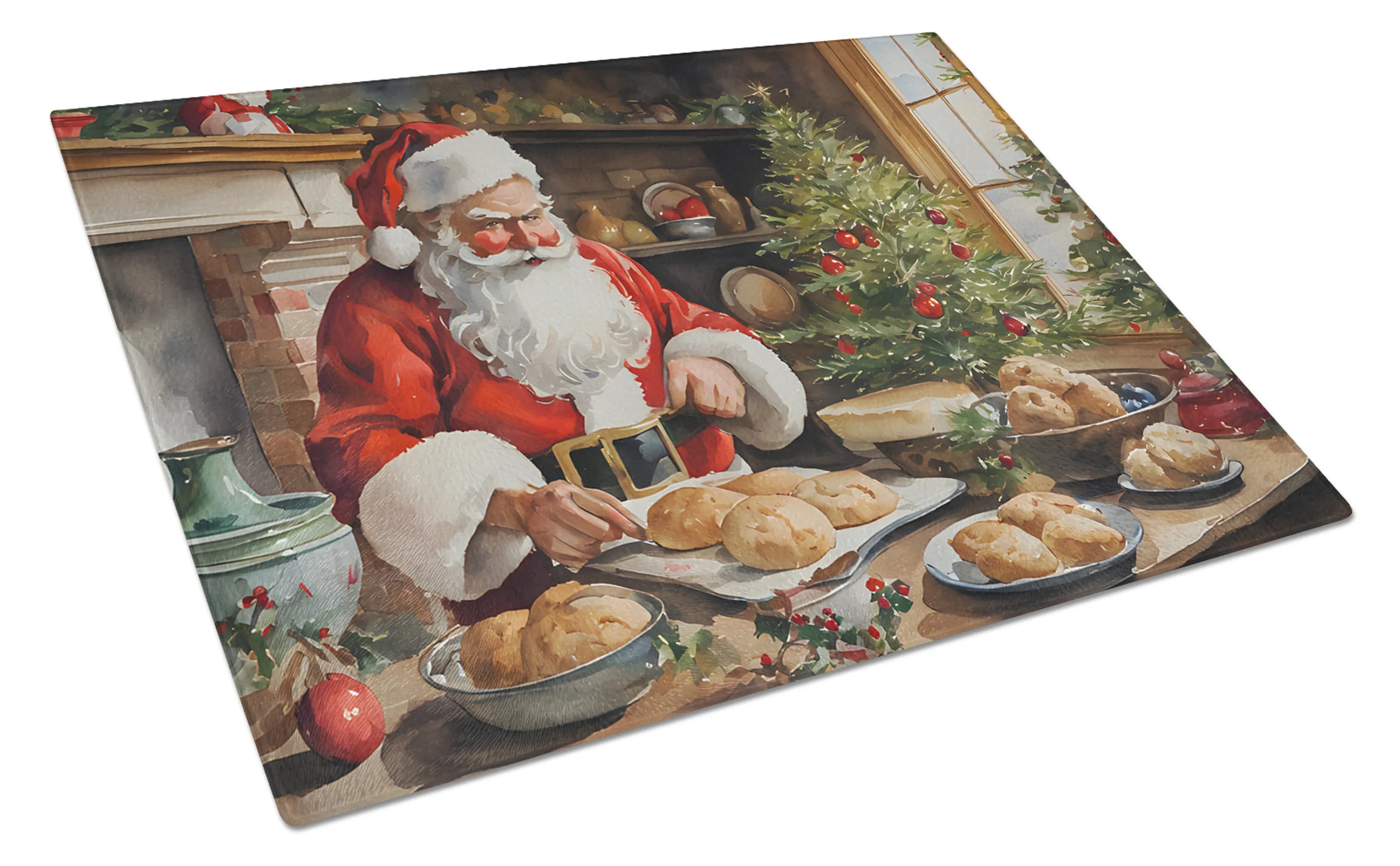 Cookies with Santa Claus Glass Cutting Board - Size: LARGE | Pack Of: 1 | Collection name: Cookies with santa claus