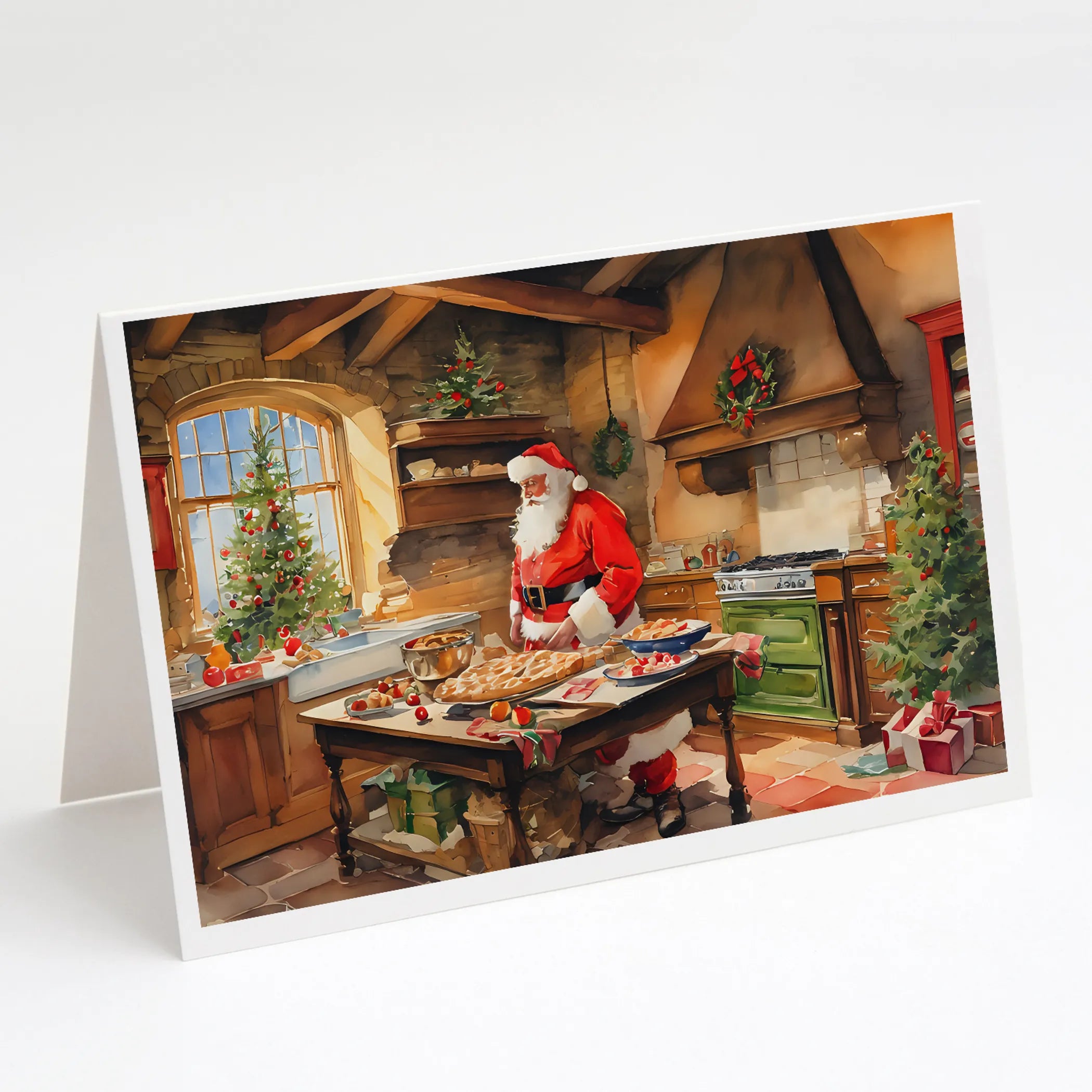 Cookies with Santa Claus Greeting Cards  - Size: 5X7 | Pack Of: 8 | Collection name: Cookies with santa claus