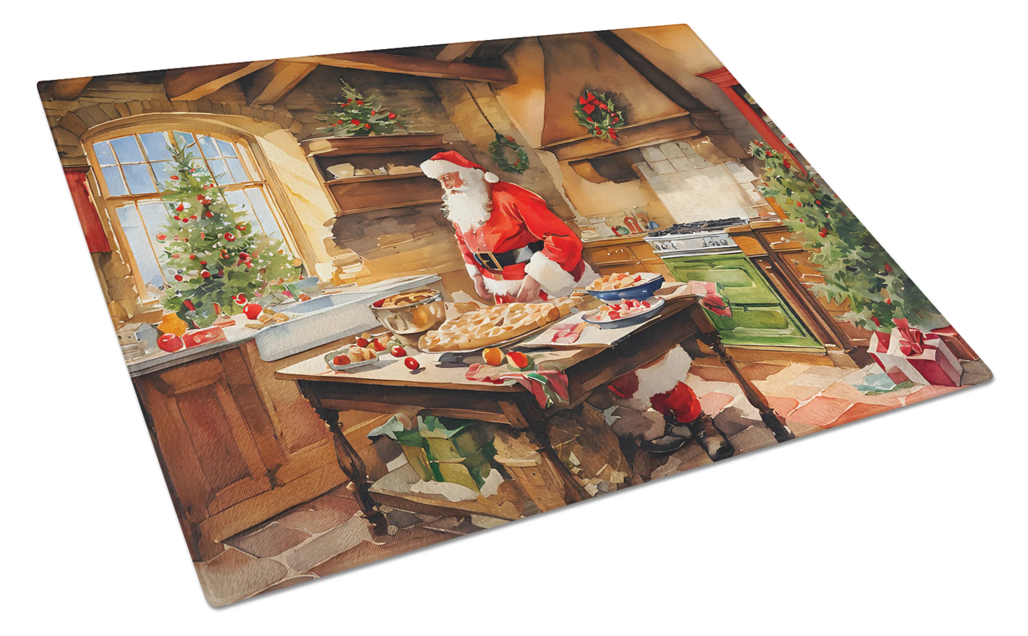 Cookies with Santa Claus Glass Cutting Board - Size: LARGE | Pack Of: 1 | Collection name: Cookies with santa claus