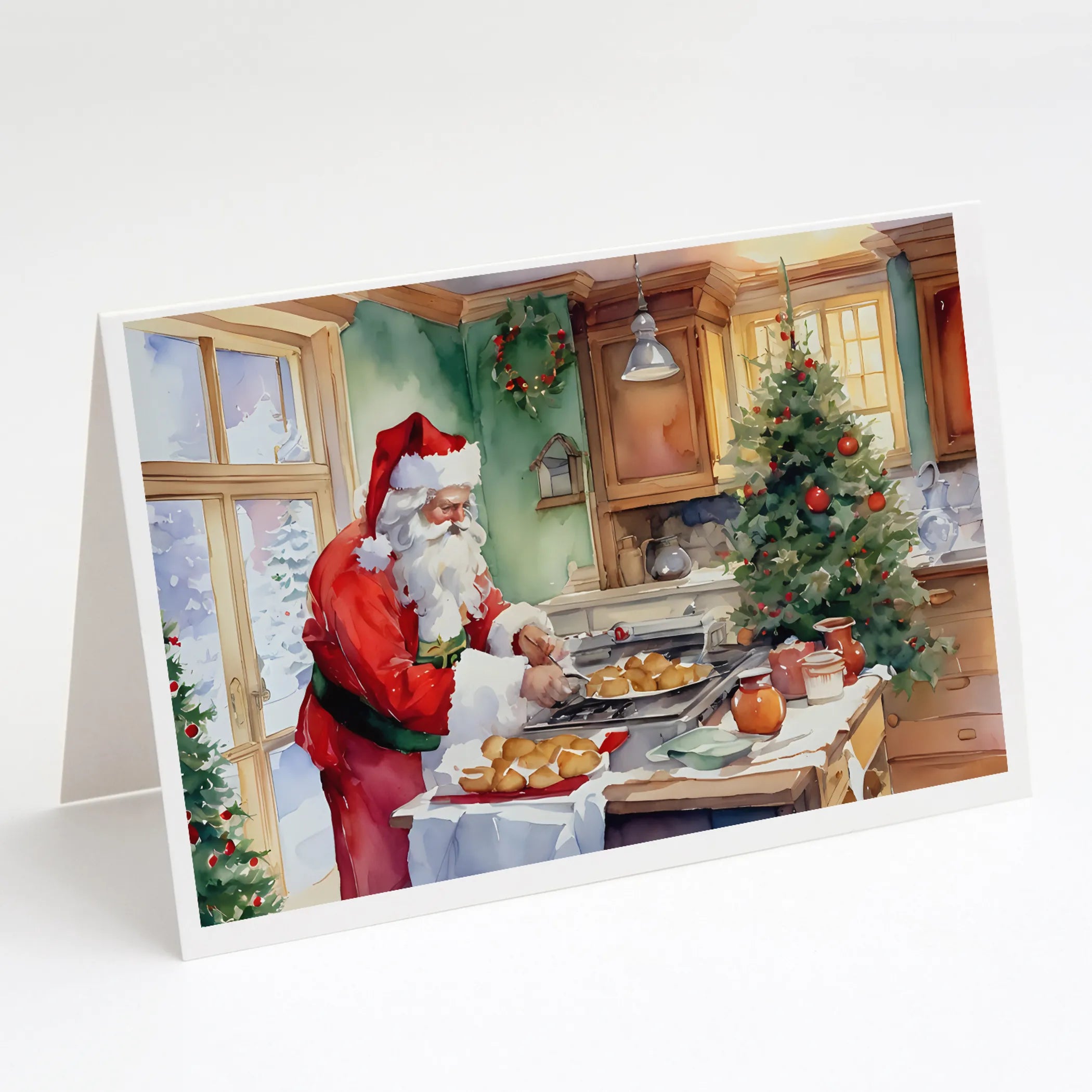 Cookies with Santa Claus Greeting Cards  - Size: 5X7 | Pack Of: 8 | Collection name: Cookies with santa claus