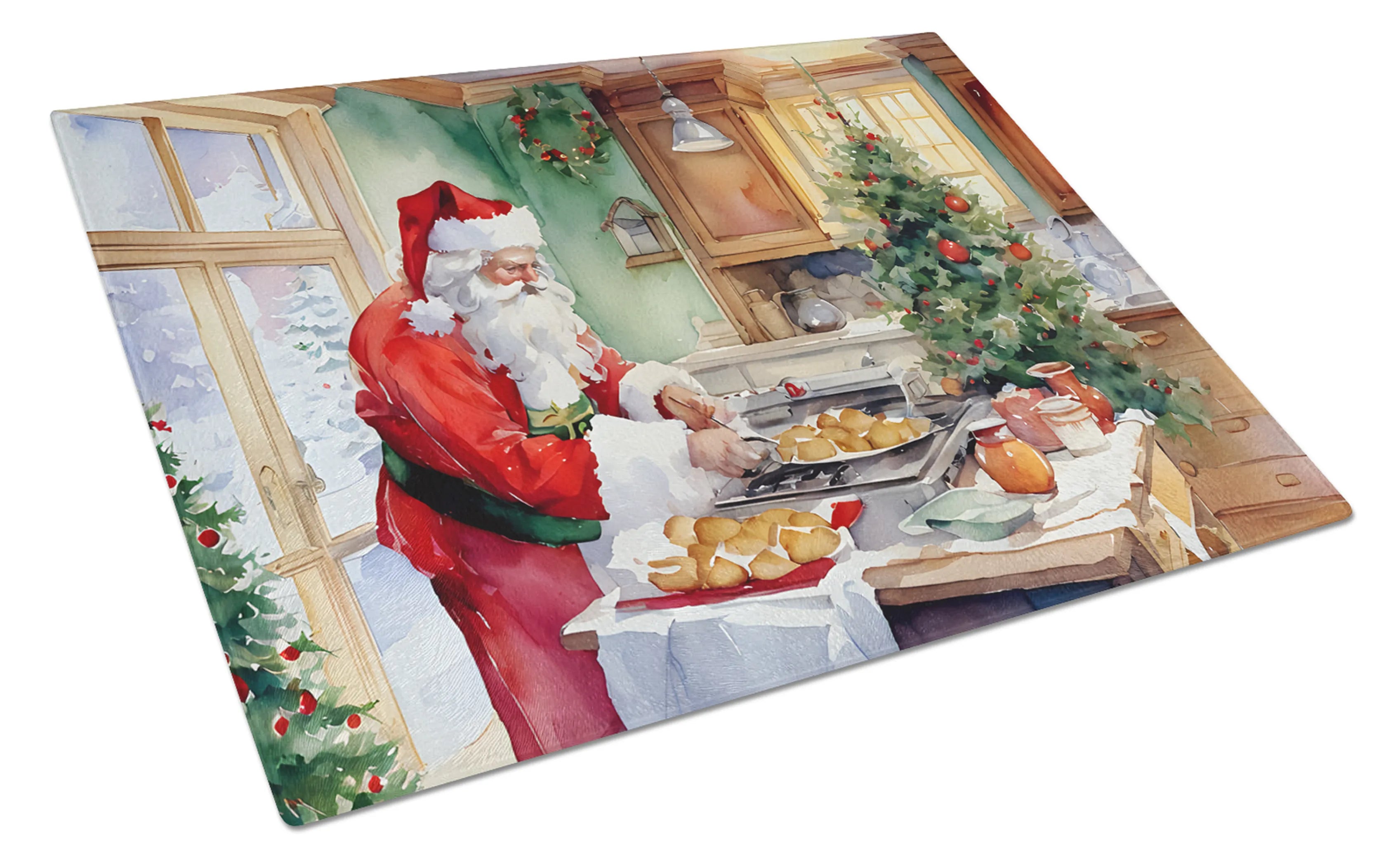 Cookies with Santa Claus Glass Cutting Board - Size: LARGE | Pack Of: 1 | Collection name: Cookies with santa claus
