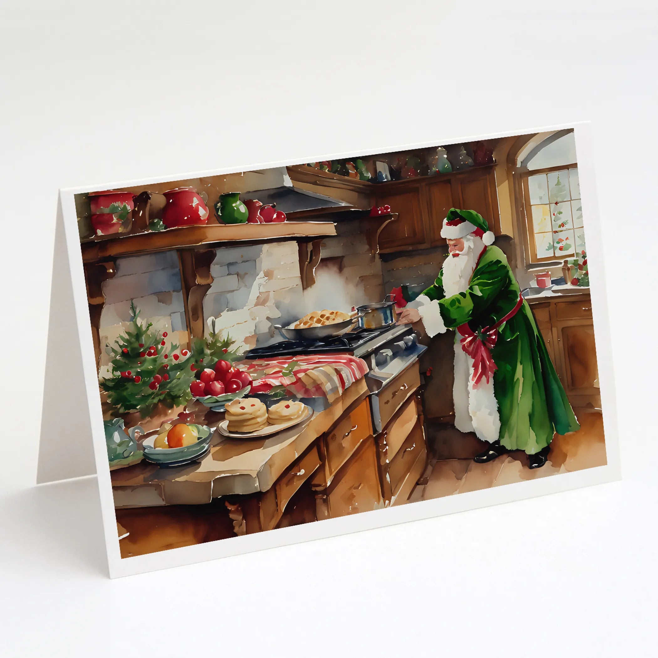 Cookies with Santa Claus Greeting Cards  - Size: 5X7 | Pack Of: 8 | Collection name: Cookies with santa claus