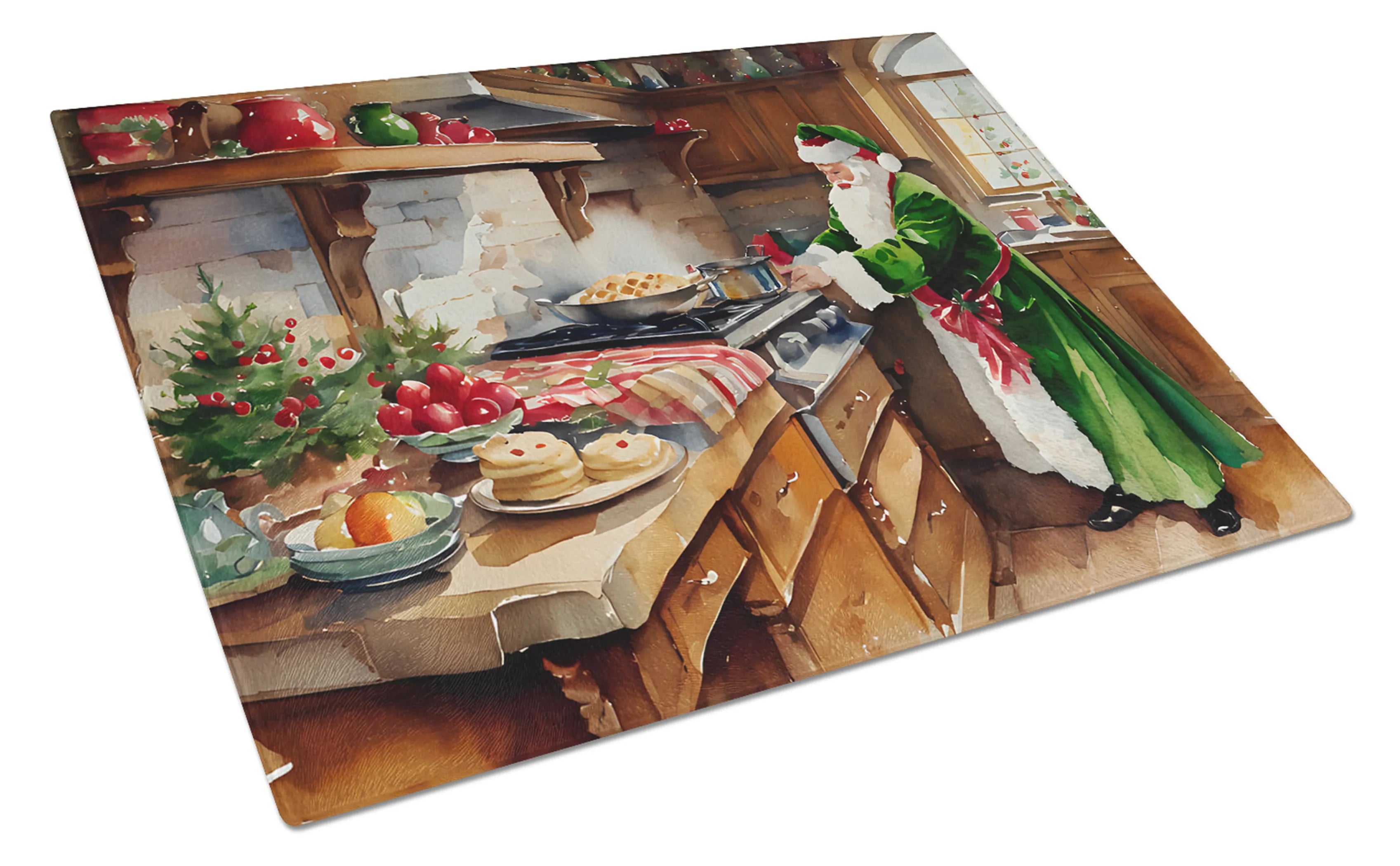 Cookies with Santa Claus Glass Cutting Board - Size: LARGE | Pack Of: 1 | Collection name: Cookies with santa claus