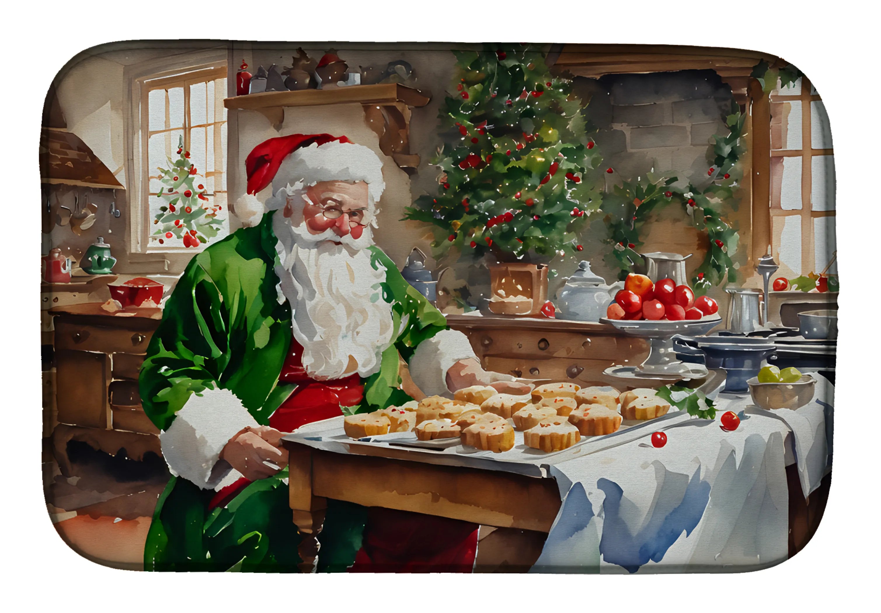 Cookies with Santa Claus Dish Drying Mat - Size: 14  X 21" | Pack Of: 1 | Collection name: Cookies with santa claus