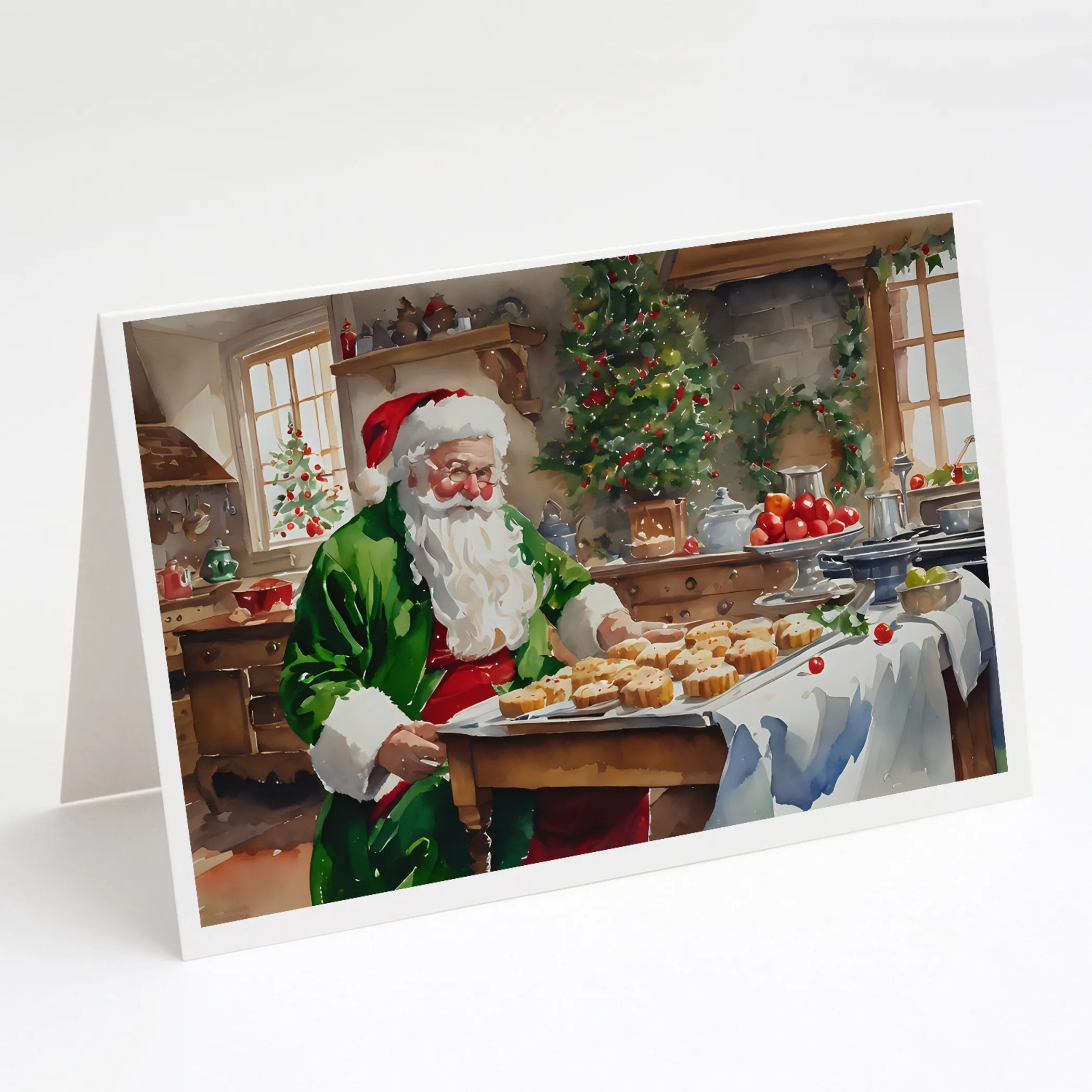 Cookies with Santa Claus Greeting Cards  - Size: 5X7 | Pack Of: 8 | Collection name: Cookies with santa claus
