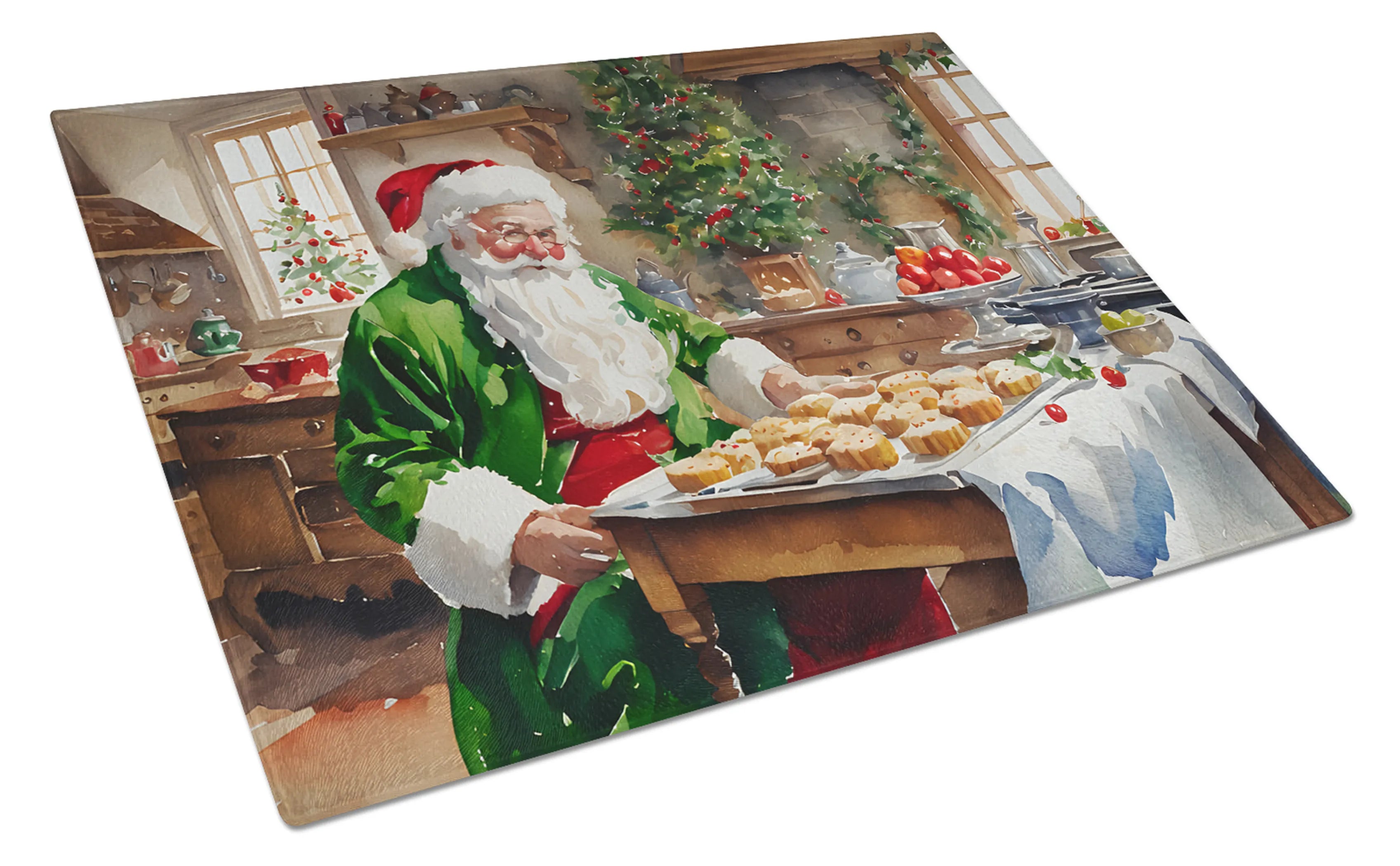 Cookies with Santa Claus Glass Cutting Board - Size: LARGE | Pack Of: 1 | Collection name: Cookies with santa claus