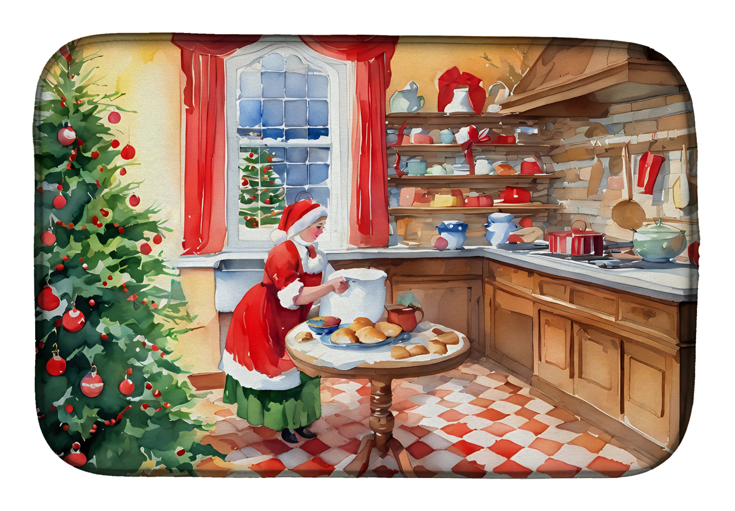Cookies with Santa Claus Dish Drying Mat - Size: 14  X 21" | Pack Of: 1 | Collection name: Cookies with santa claus