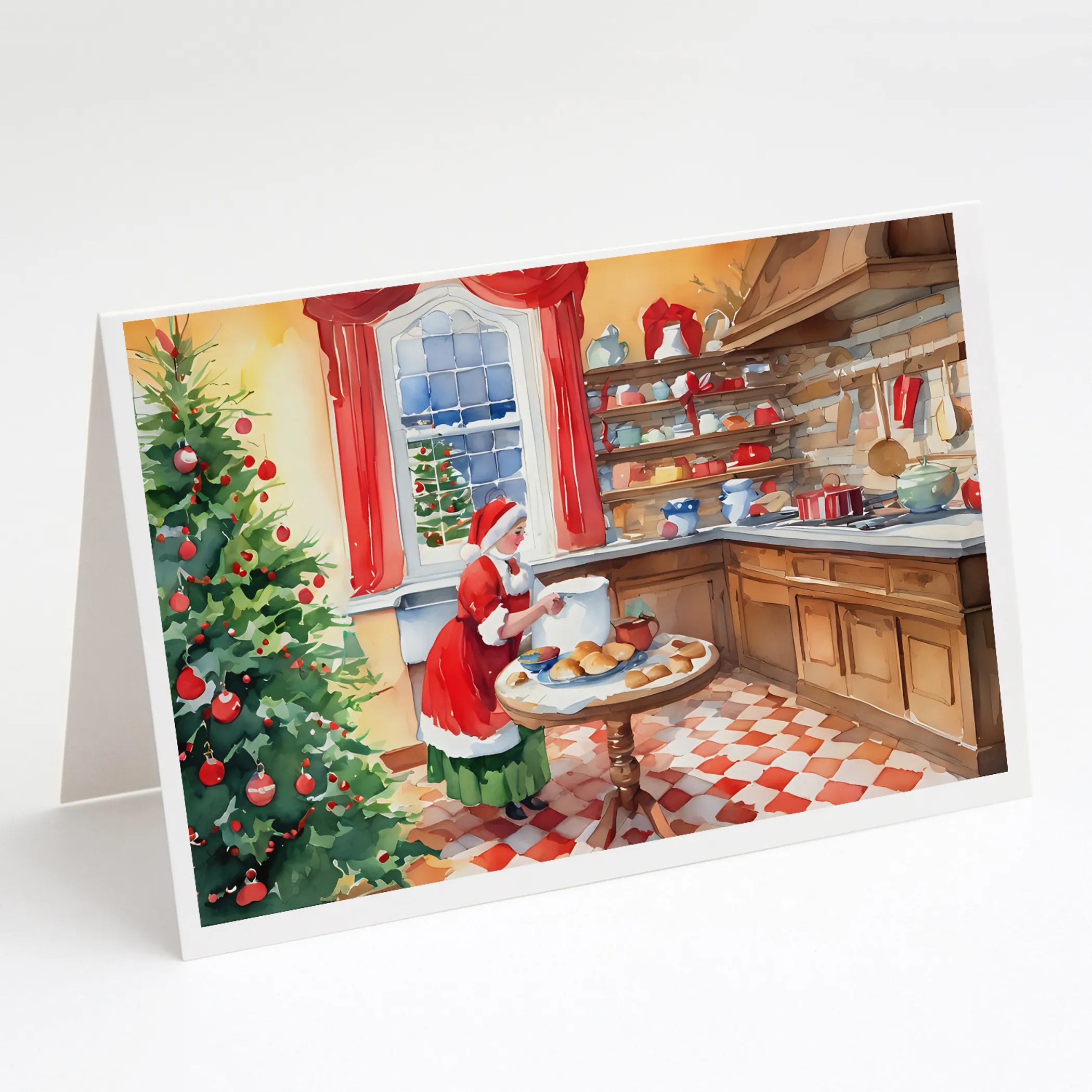 Cookies with Santa Claus Greeting Cards  - Size: 5X7 | Pack Of: 8 | Collection name: Cookies with santa claus