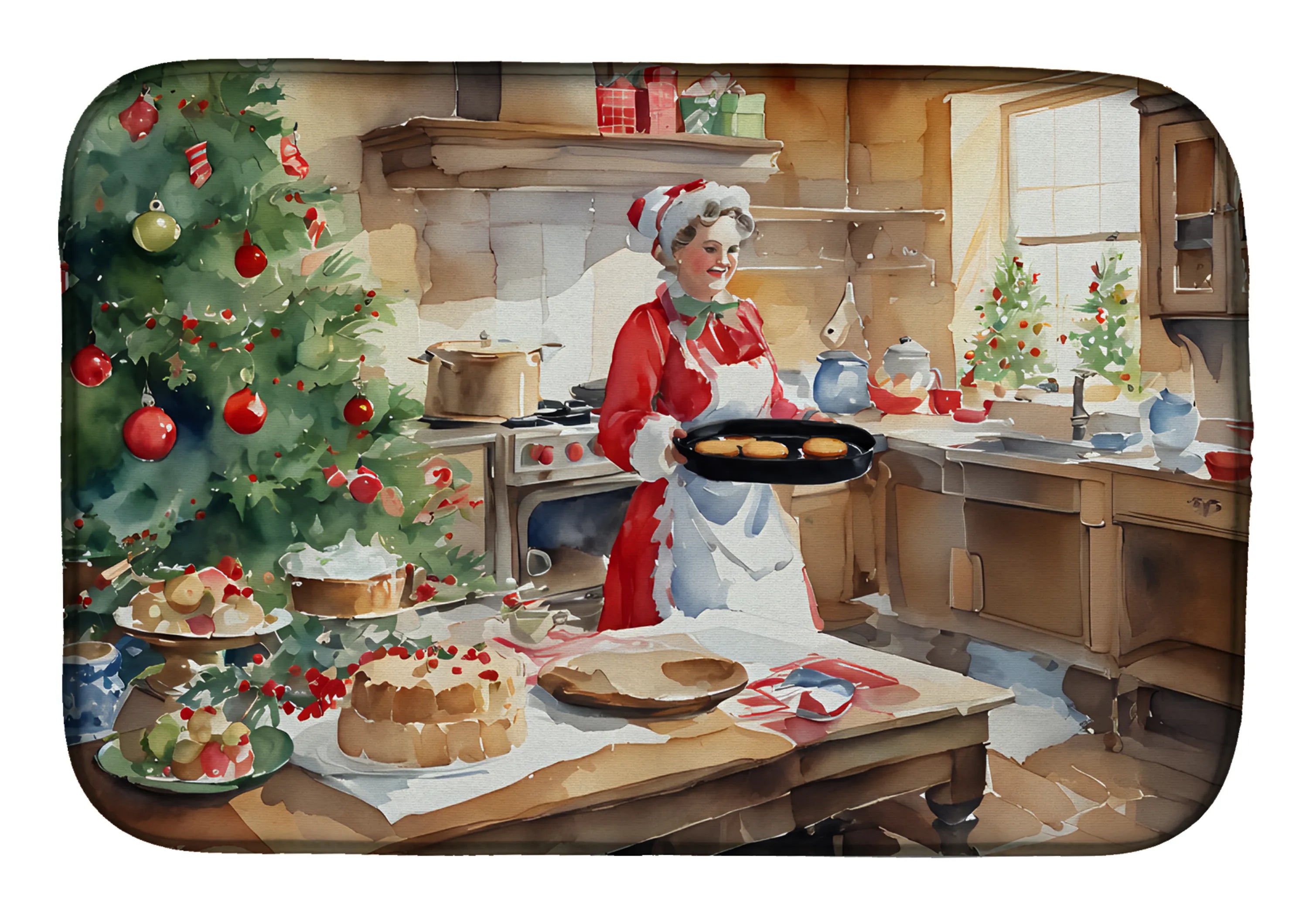 Cookies with Santa Claus Dish Drying Mat - Size: 14  X 21" | Pack Of: 1 | Collection name: Cookies with santa claus