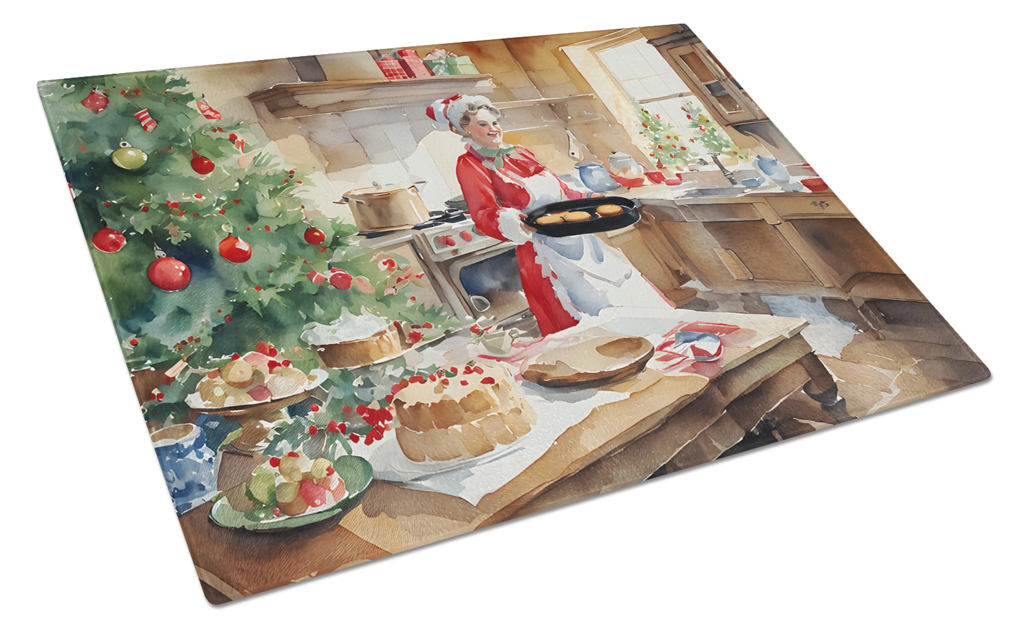 Cookies with Santa Claus Glass Cutting Board - Size: LARGE | Pack Of: 1 | Collection name: Cookies with santa claus