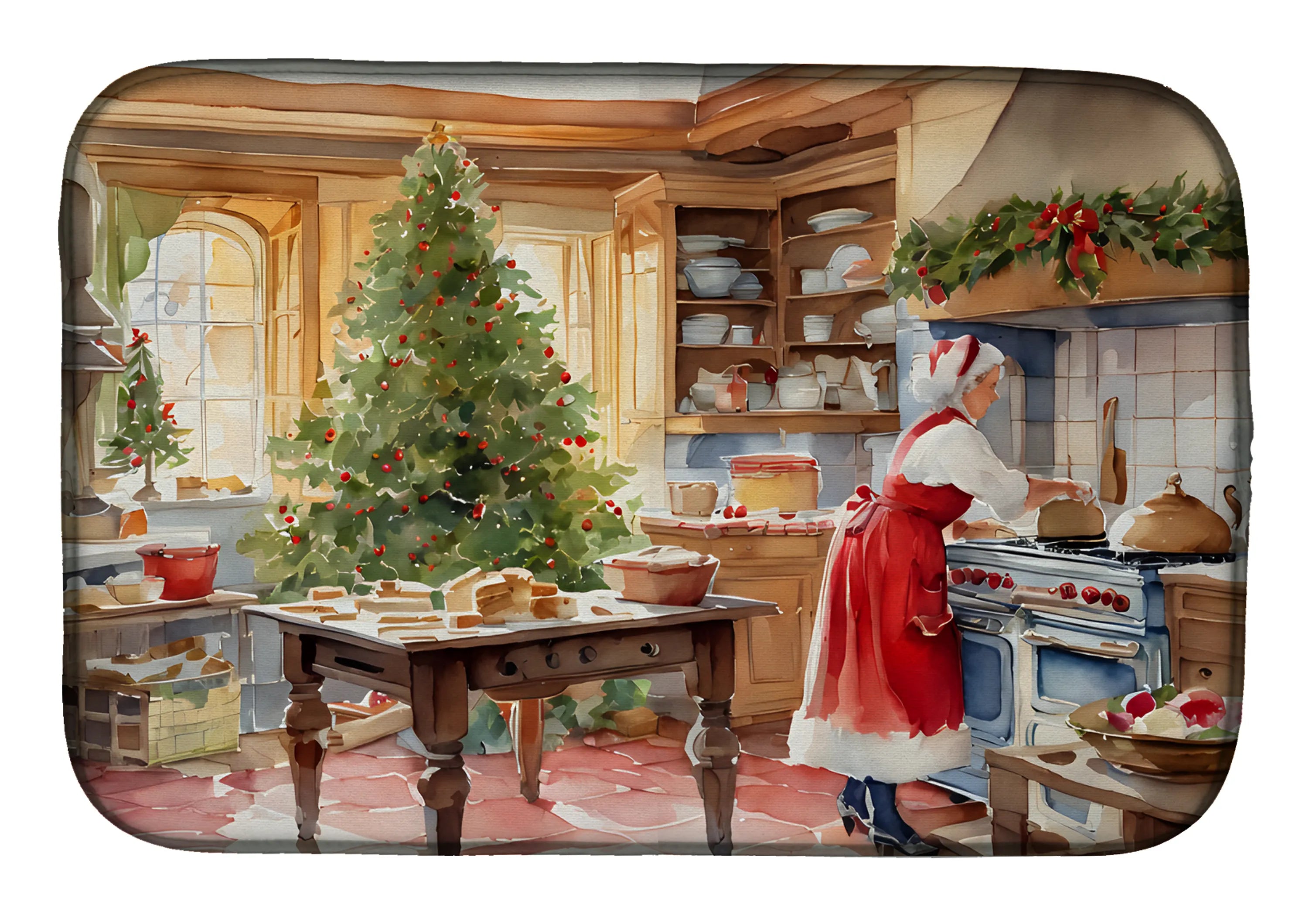Cookies with Santa Claus Dish Drying Mat - Size: 14  X 21" | Pack Of: 1 | Collection name: Cookies with santa claus