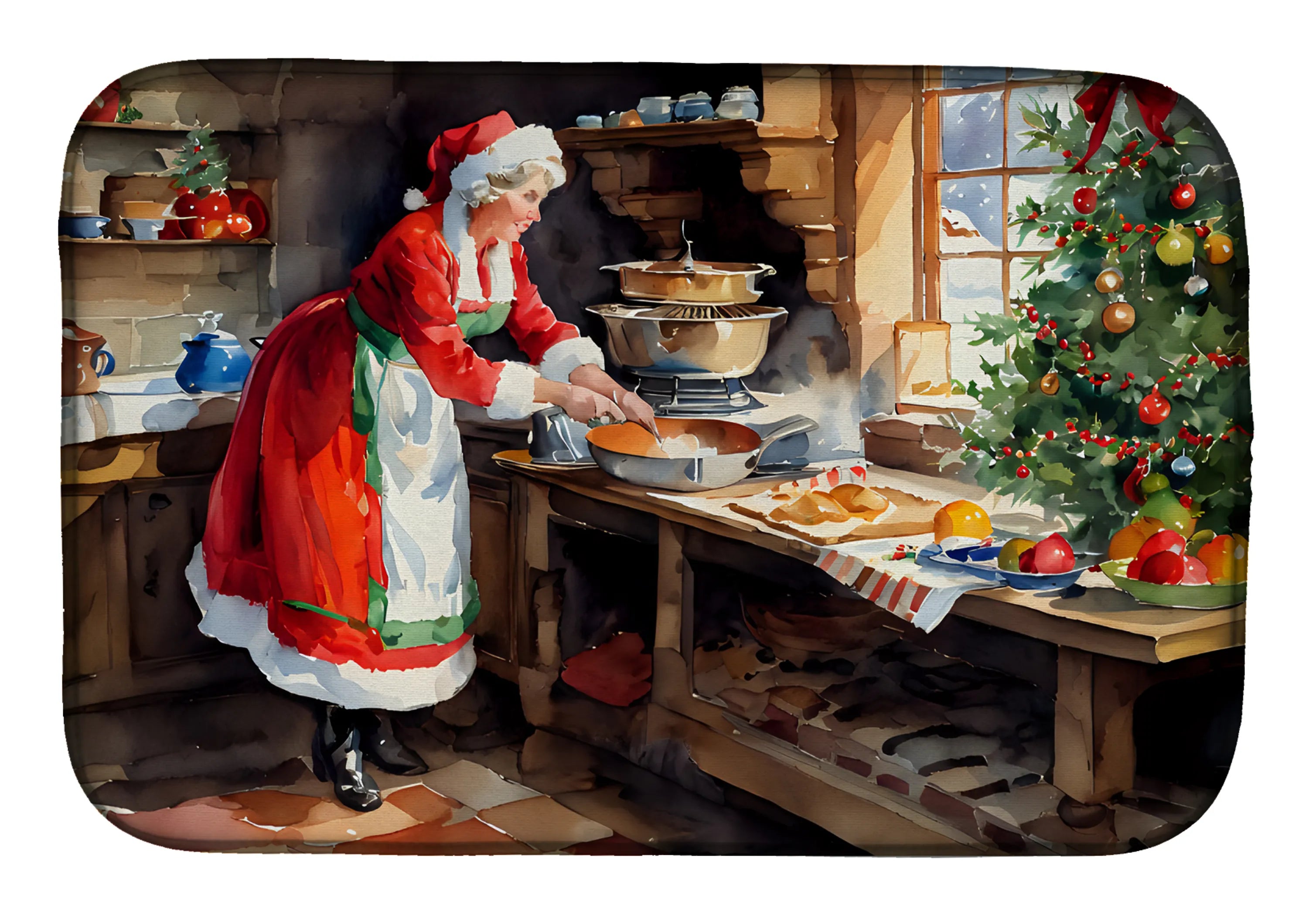 Cookies with Santa Claus Dish Drying Mat - Size: 14  X 21" | Pack Of: 1 | Collection name: Cookies with santa claus