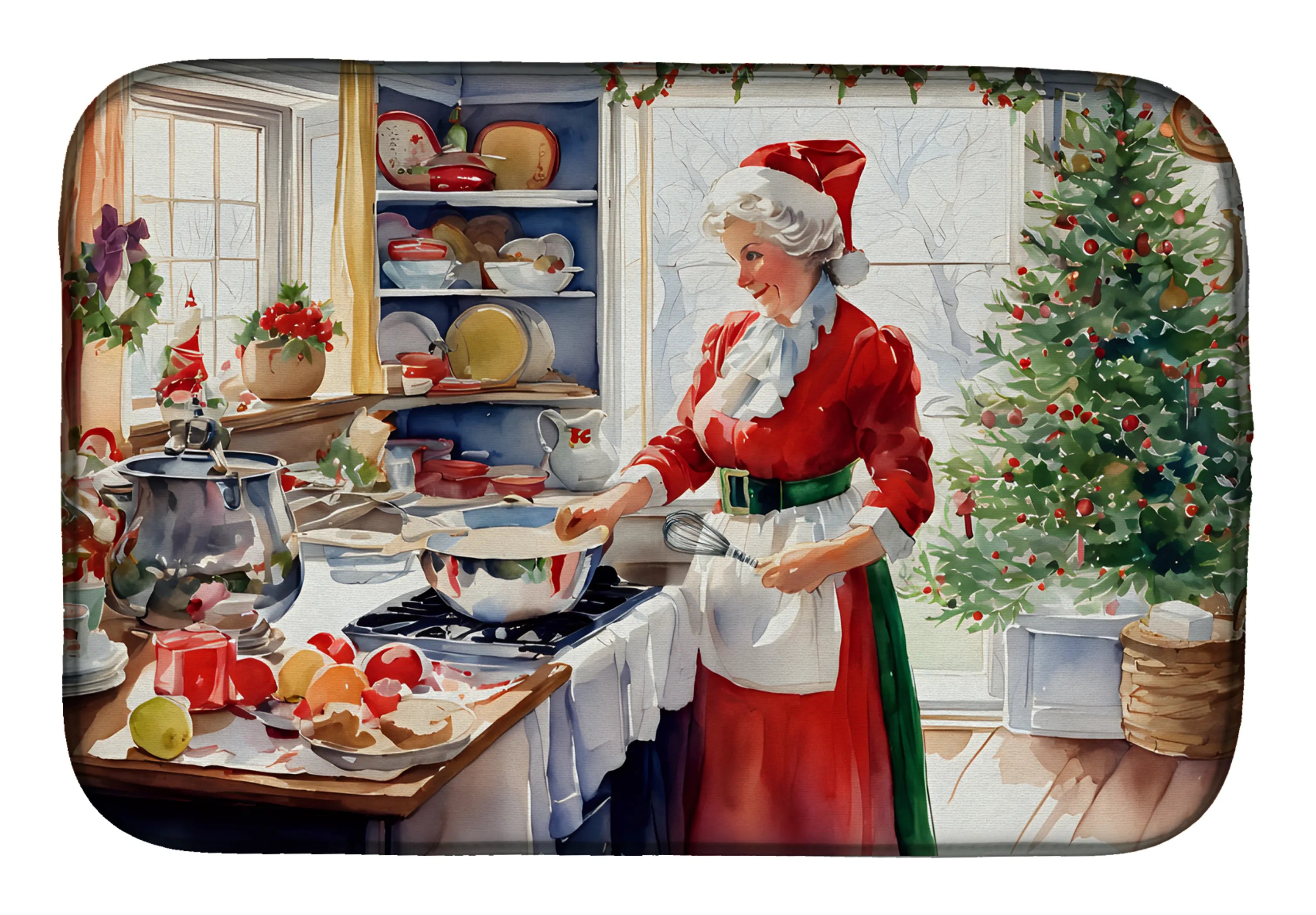 Cookies with Santa Claus Dish Drying Mat - Size: 14  X 21" | Pack Of: 1 | Collection name: Cookies with santa claus