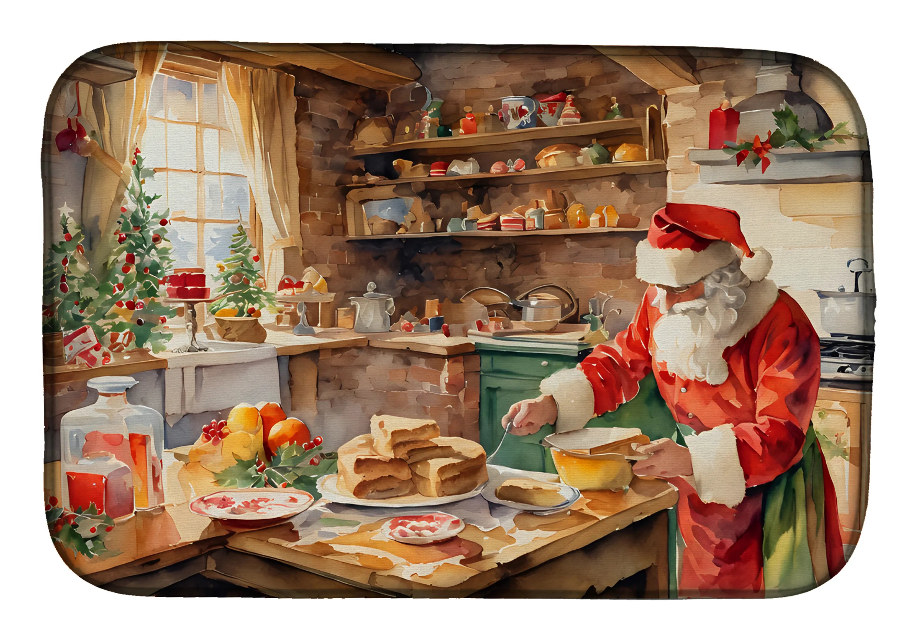 Cookies with Santa Claus Dish Drying Mat - Size: 14  X 21" | Pack Of: 1 | Collection name: Cookies with santa claus