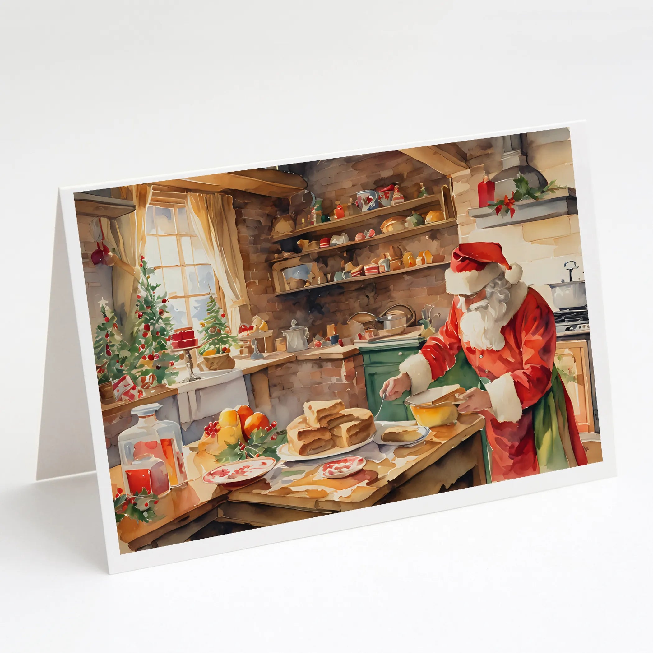 Cookies with Santa Claus Greeting Cards  - Size: 5X7 | Pack Of: 8 | Collection name: Cookies with santa claus
