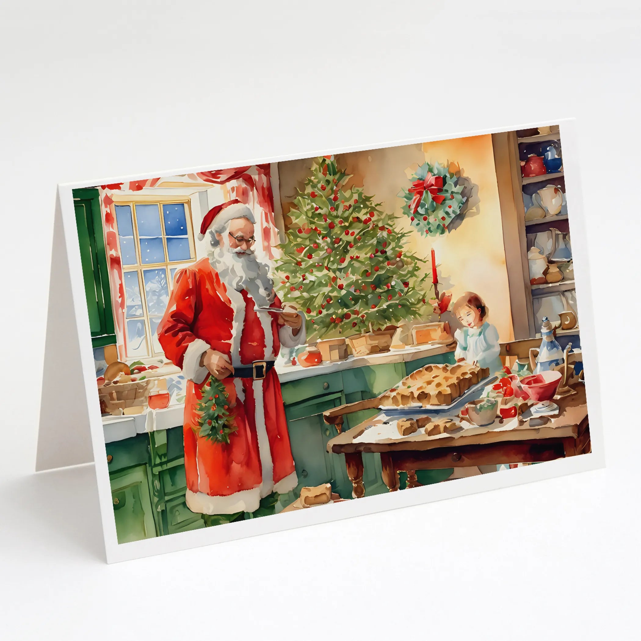 Cookies with Santa Claus Greeting Cards  - Size: 5X7 | Pack Of: 8 | Collection name: Cookies with santa claus