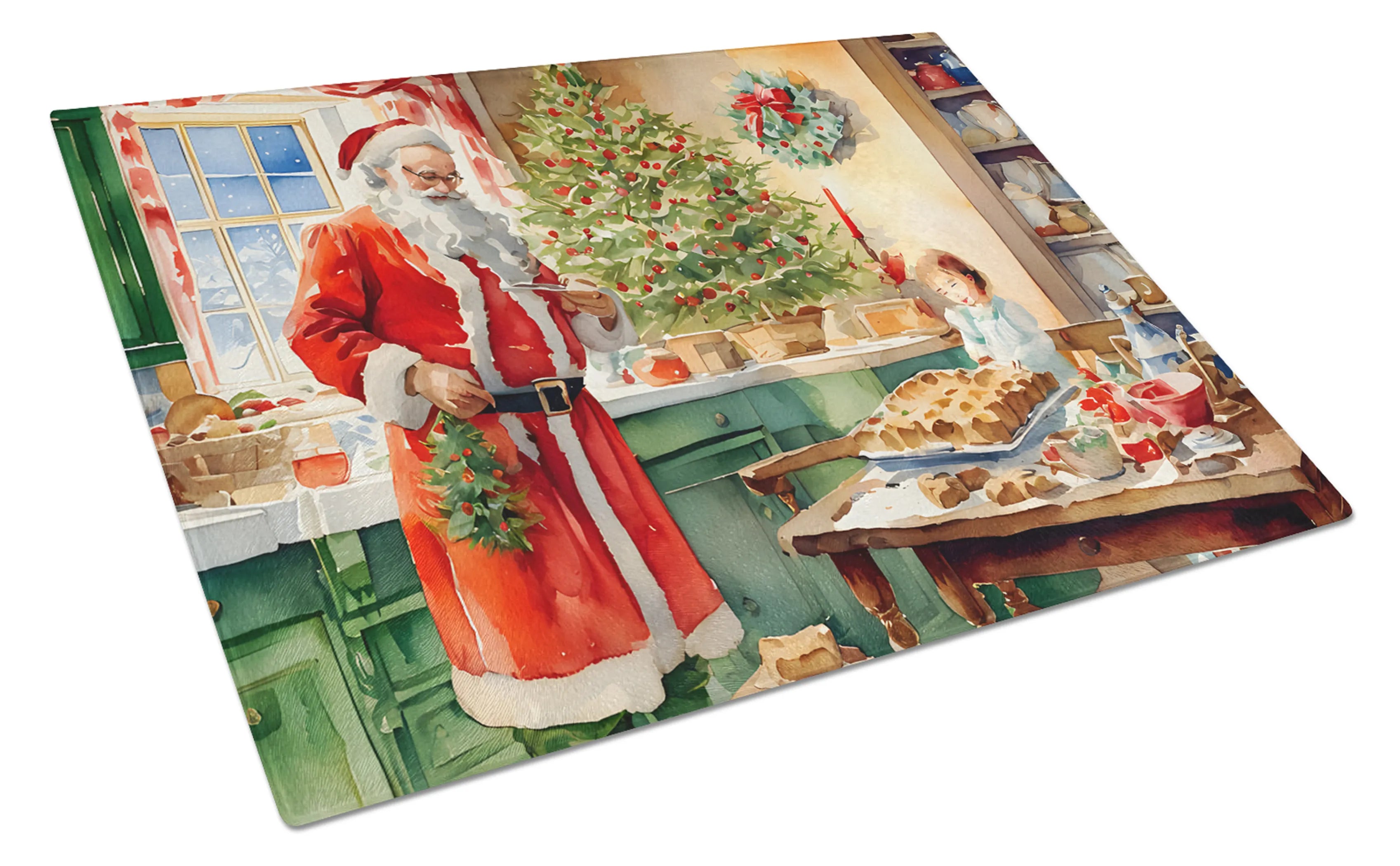 Cookies with Santa Claus Glass Cutting Board - Size: LARGE | Pack Of: 1 | Collection name: Cookies with santa claus