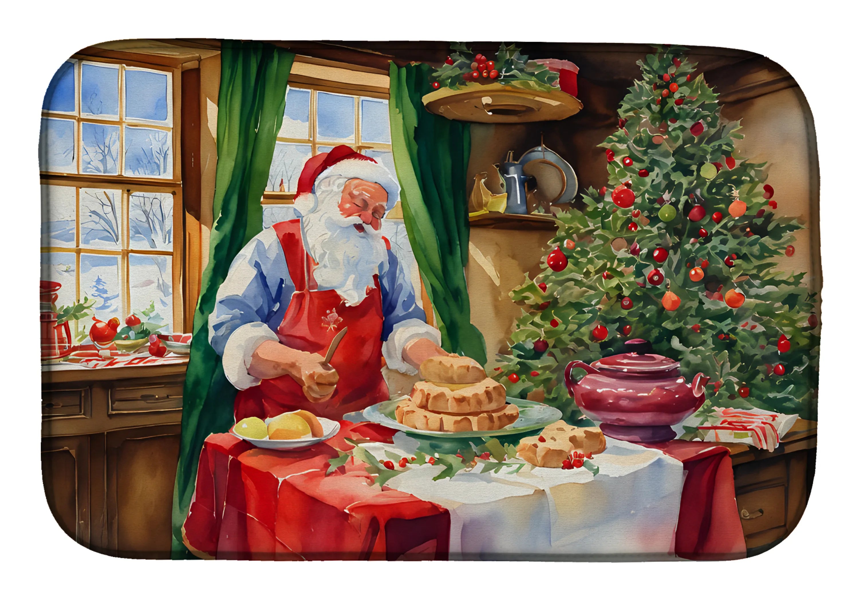 Cookies with Santa Claus Dish Drying Mat - Size: 14  X 21" | Pack Of: 1 | Collection name: Cookies with santa claus