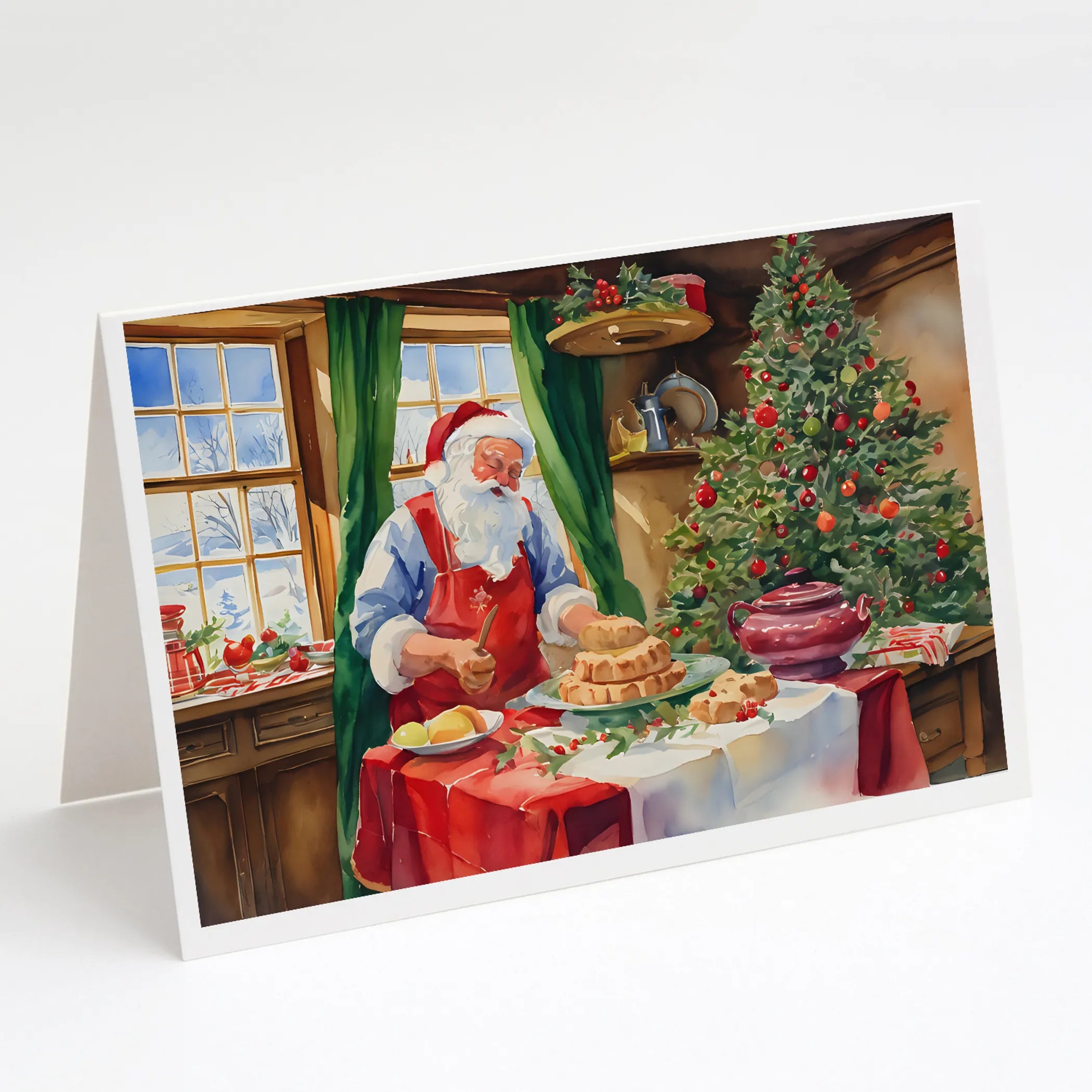 Cookies with Santa Claus Greeting Cards  - Size: 5X7 | Pack Of: 8 | Collection name: Cookies with santa claus