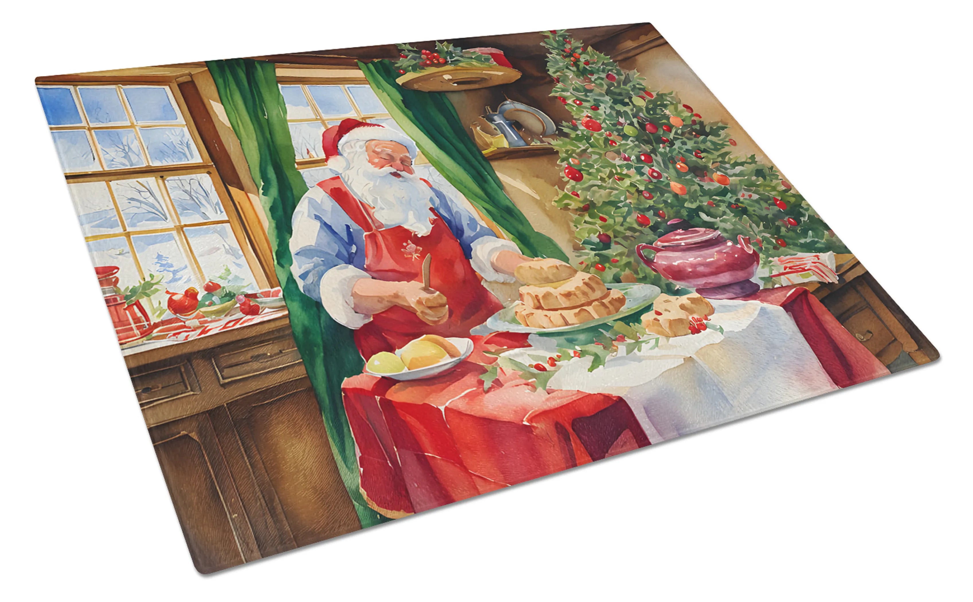 Cookies with Santa Claus Glass Cutting Board - Size: LARGE | Pack Of: 1 | Collection name: Cookies with santa claus