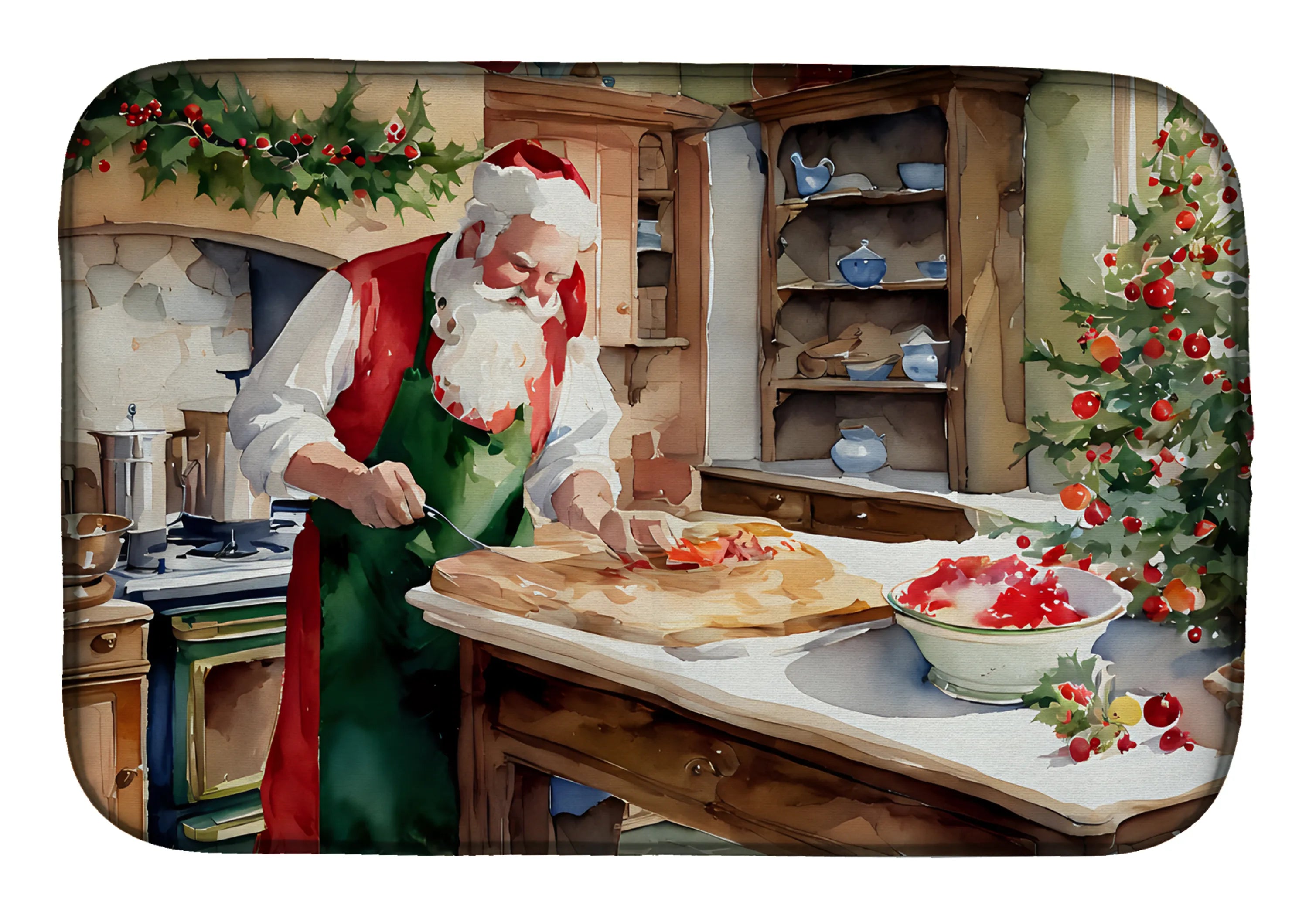 Cookies with Santa Claus Dish Drying Mat - Size: 14  X 21" | Pack Of: 1 | Collection name: Cookies with santa claus