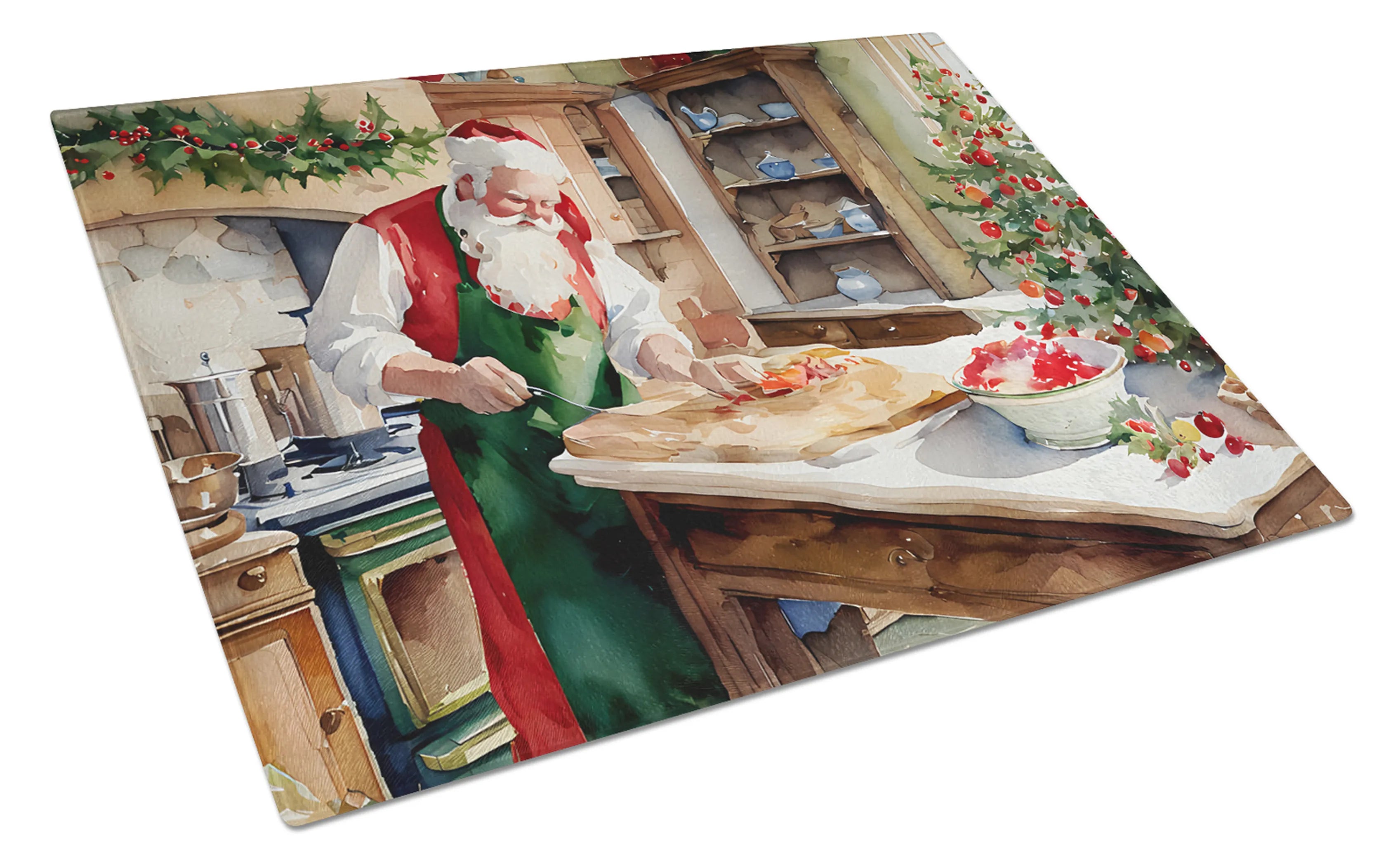 Cookies with Santa Claus Glass Cutting Board - Size: LARGE | Pack Of: 1 | Collection name: Cookies with santa claus