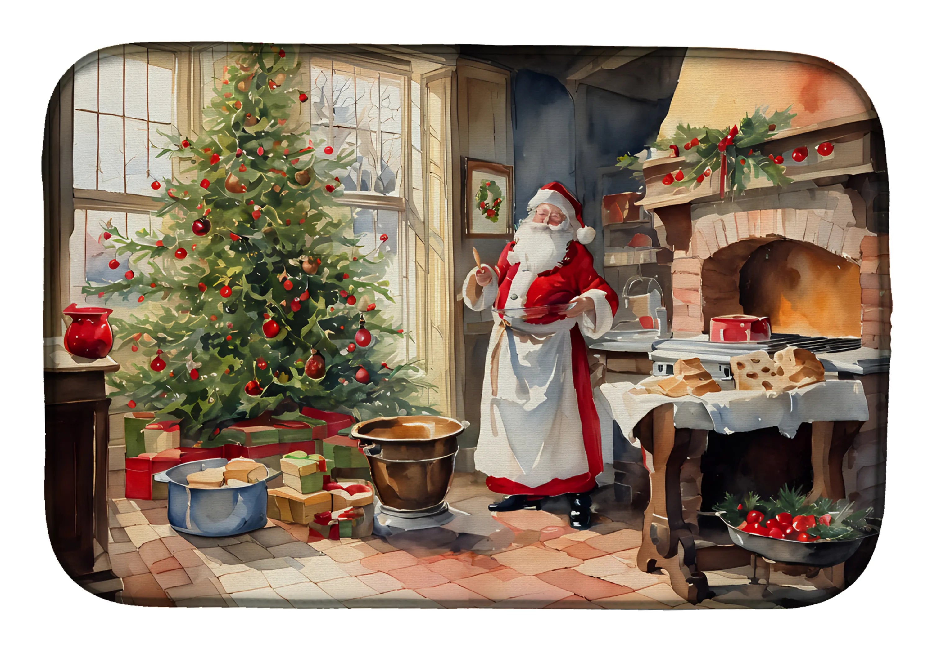Cookies with Santa Claus Dish Drying Mat - Size: 14  X 21" | Pack Of: 1 | Collection name: Cookies with santa claus