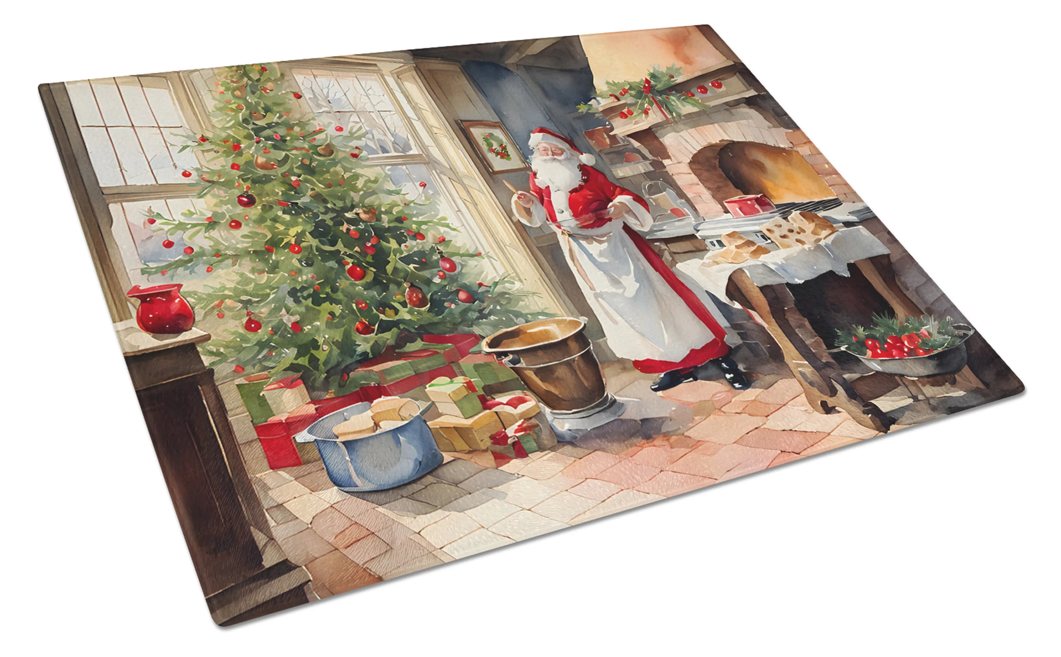Cookies with Santa Claus Glass Cutting Board - Size: LARGE | Pack Of: 1 | Collection name: Cookies with santa claus