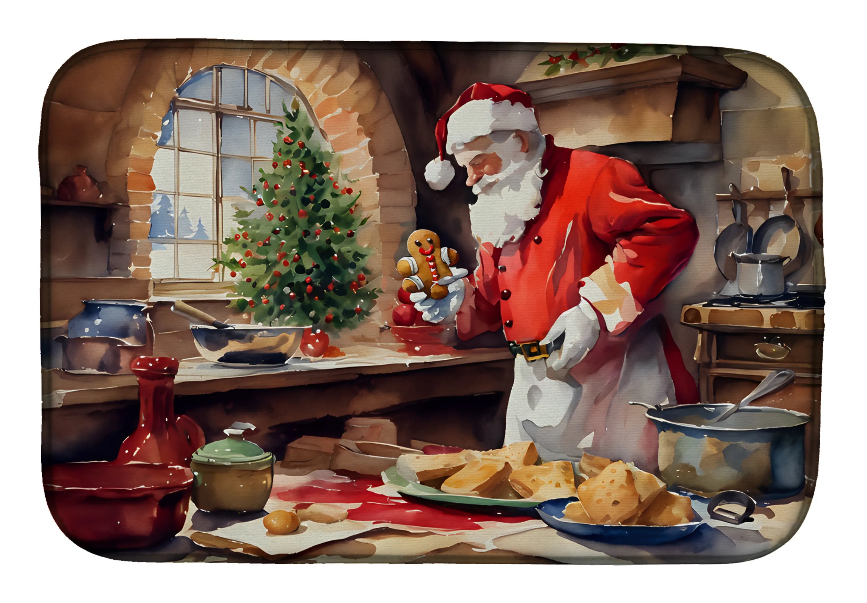 Cookies with Santa Claus Dish Drying Mat - Size: 14  X 21" | Pack Of: 1 | Collection name: Cookies with santa claus