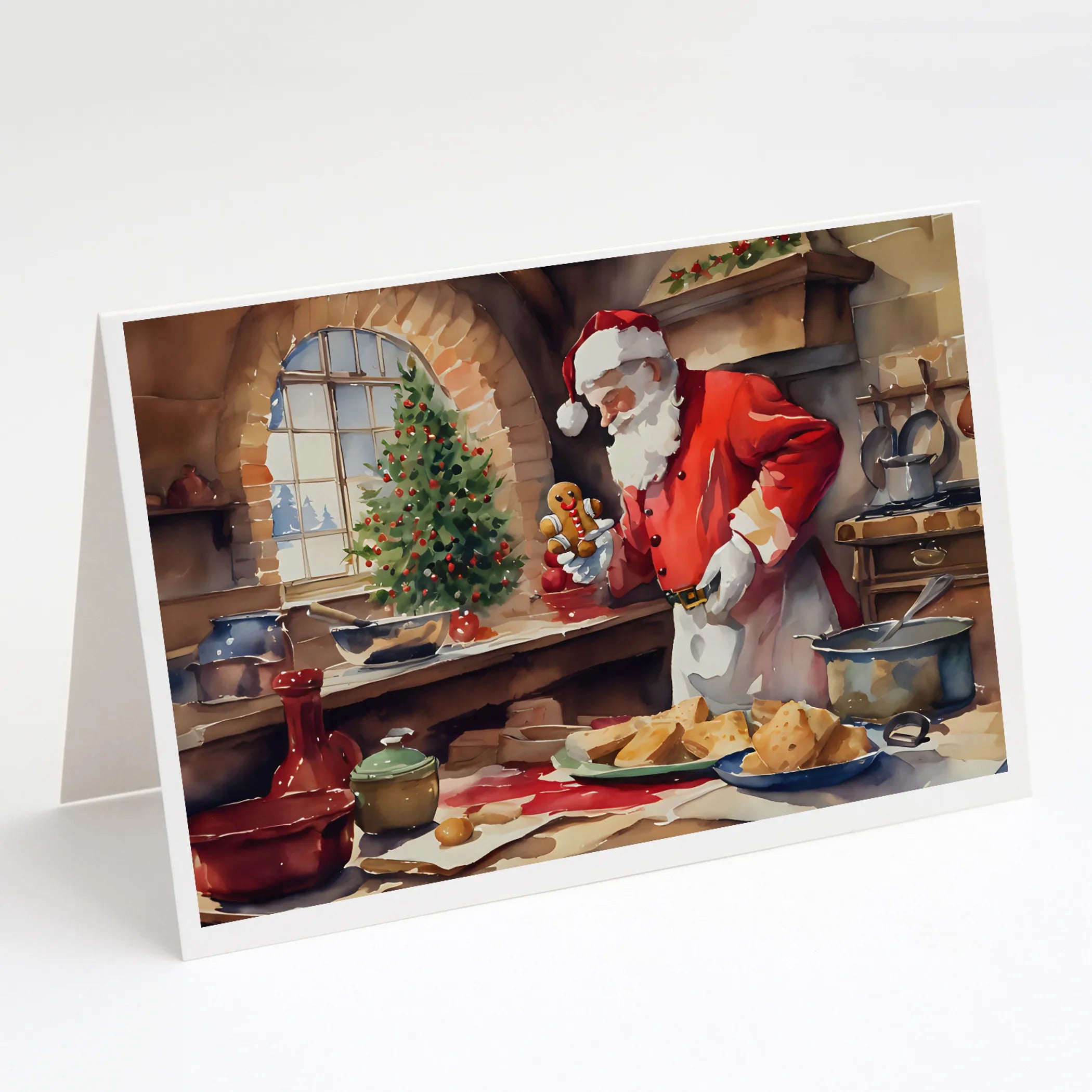 Cookies with Santa Claus Greeting Cards  - Size: 5X7 | Pack Of: 8 | Collection name: Cookies with santa claus