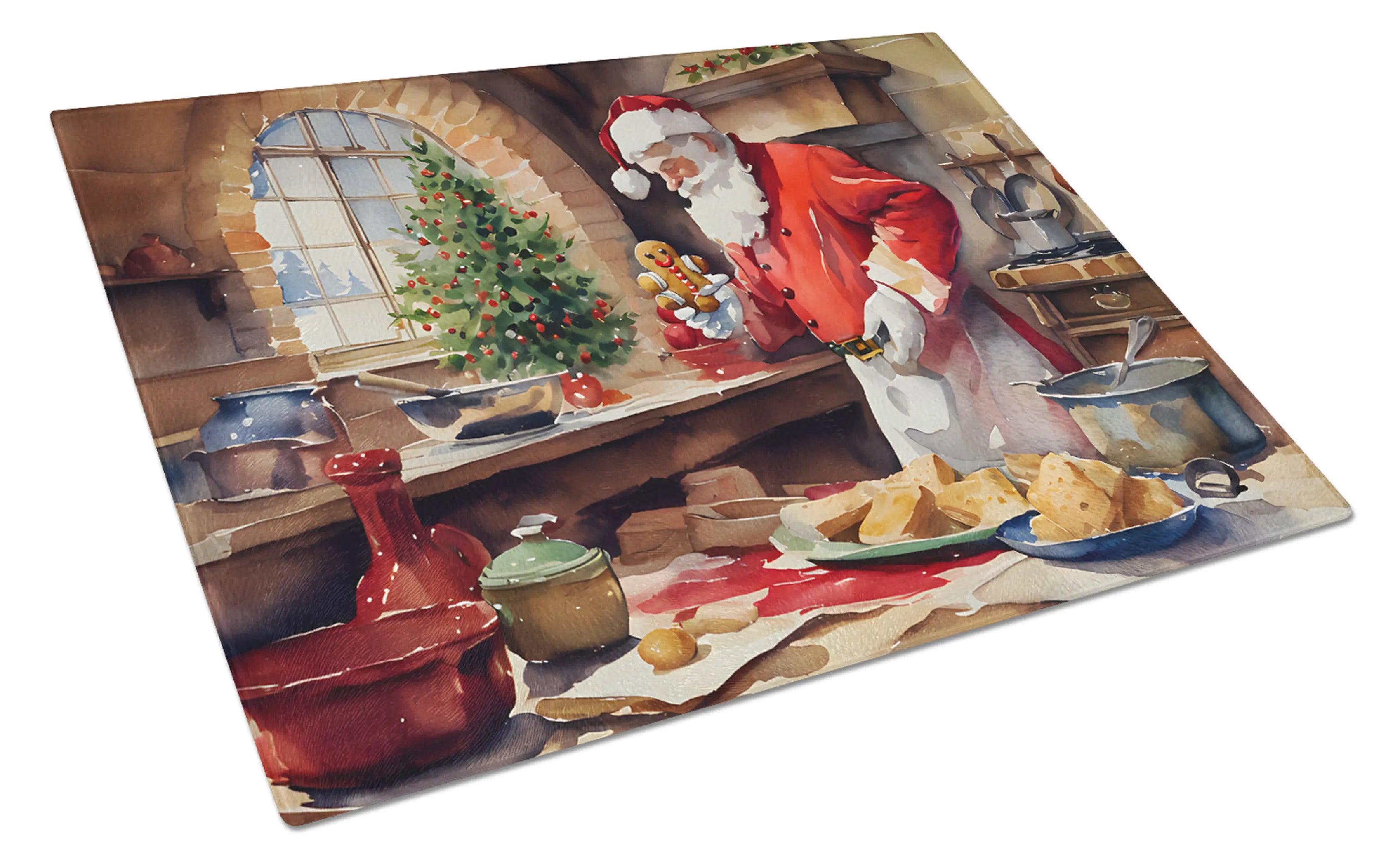Cookies with Santa Claus Glass Cutting Board - Size: LARGE | Pack Of: 1 | Collection name: Cookies with santa claus