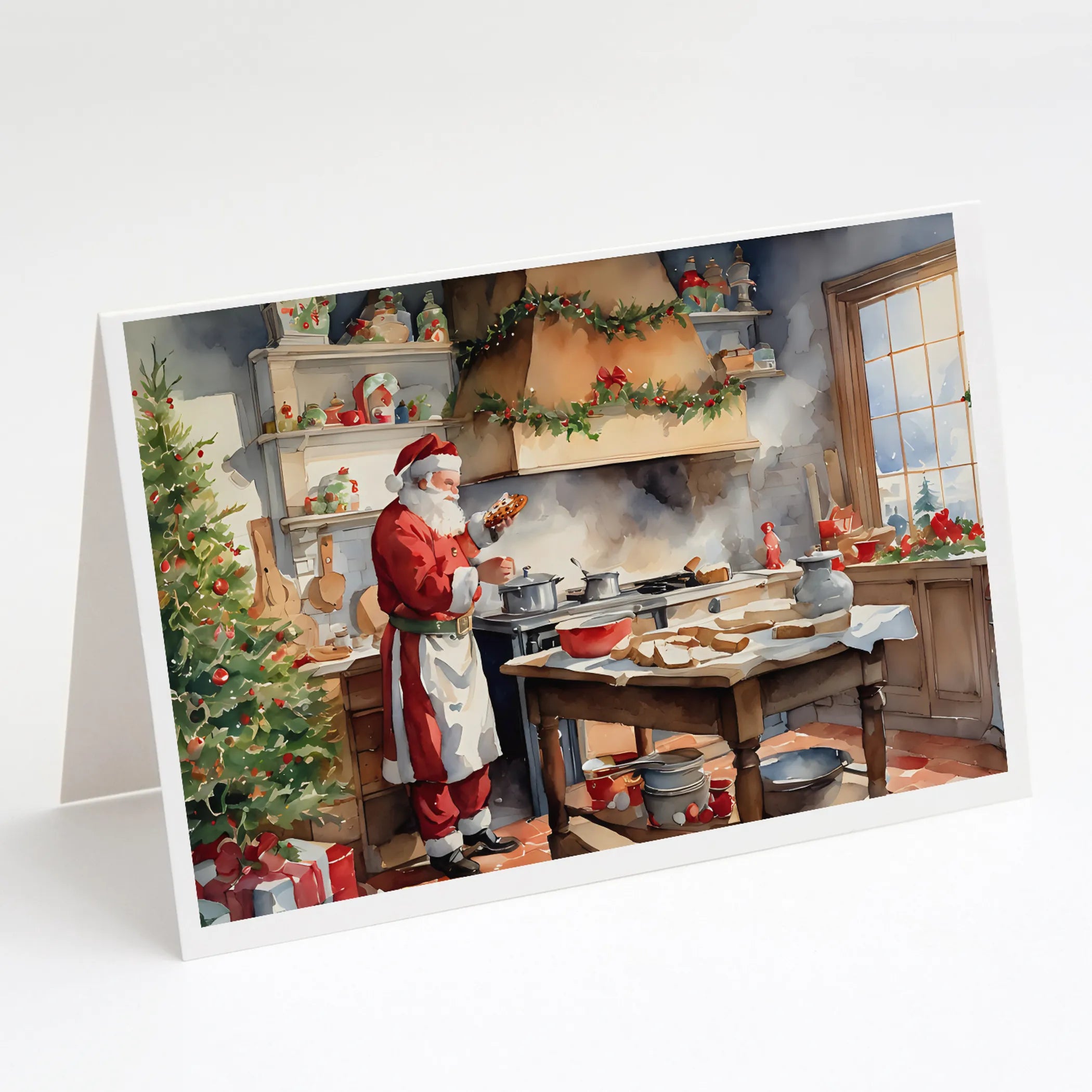 Cookies with Santa Claus Greeting Cards  - Size: 5X7 | Pack Of: 8 | Collection name: Cookies with santa claus