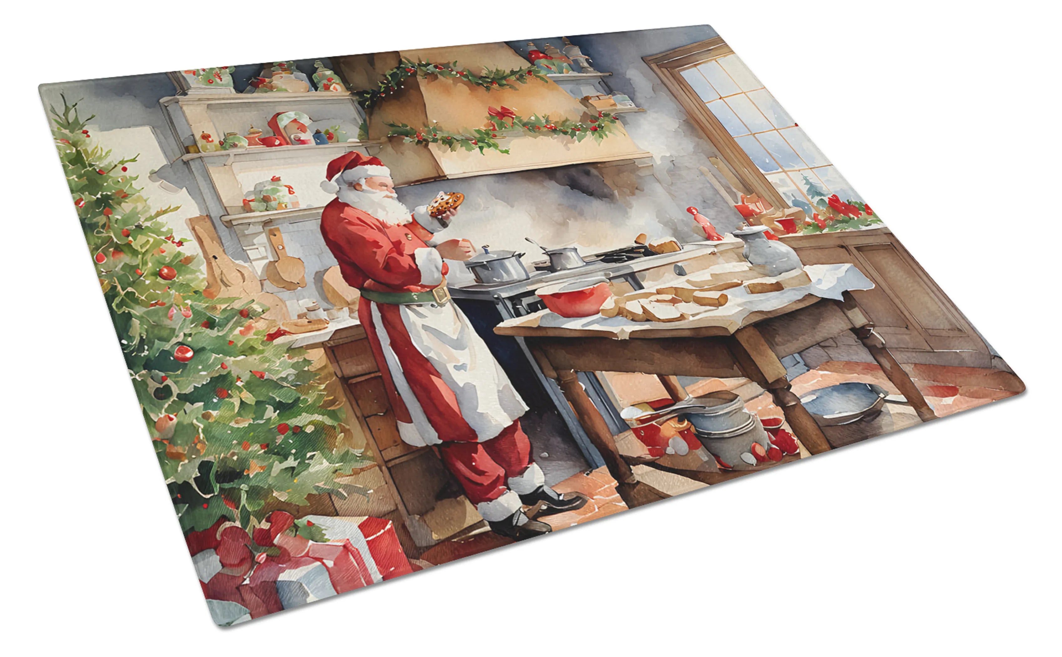 Cookies with Santa Claus Glass Cutting Board - Size: LARGE | Pack Of: 1 | Collection name: Cookies with santa claus
