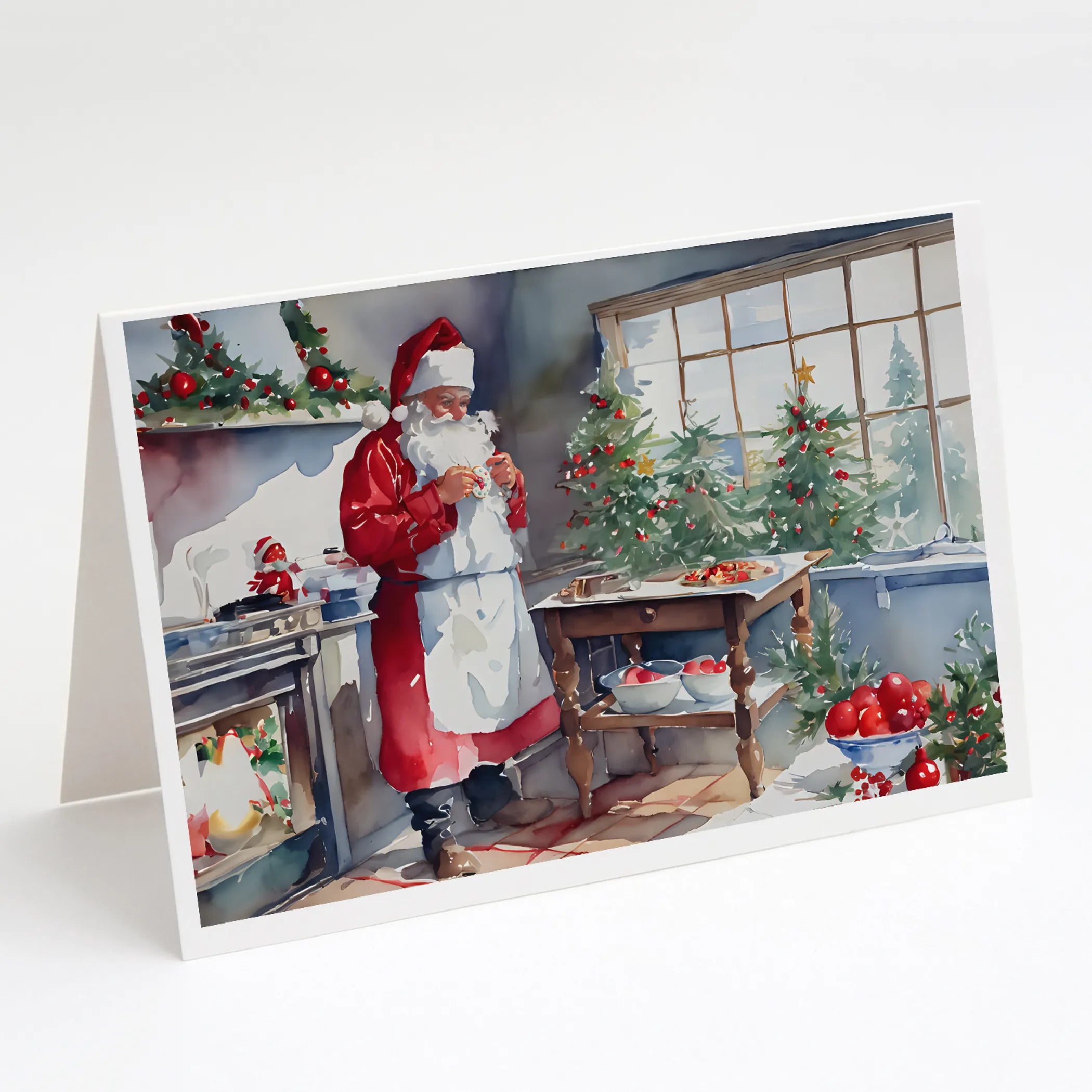 Cookies with Santa Claus Greeting Cards  - Size: 5X7 | Pack Of: 8 | Collection name: Cookies with santa claus