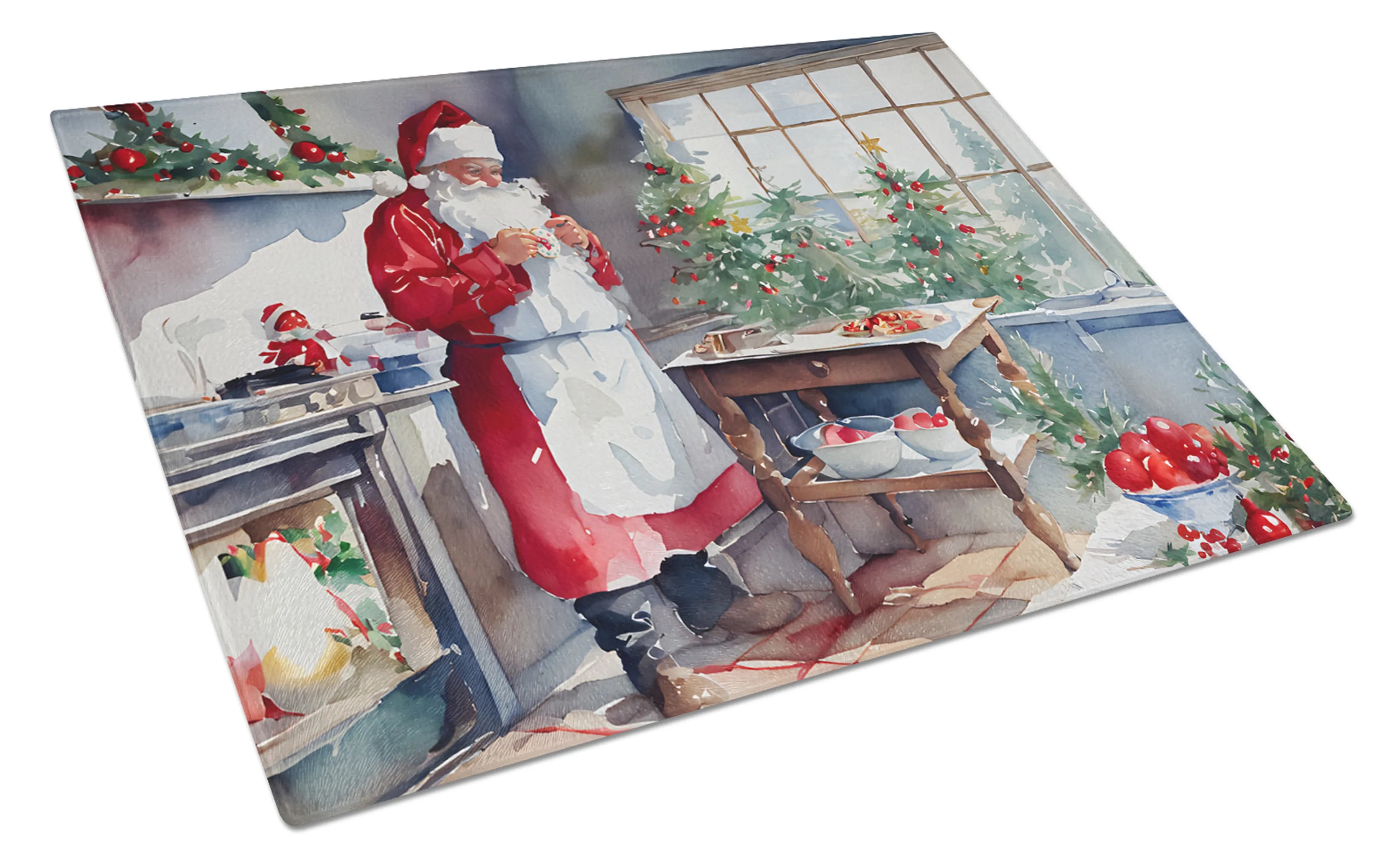 Cookies with Santa Claus Glass Cutting Board - Size: LARGE | Pack Of: 1 | Collection name: Cookies with santa claus