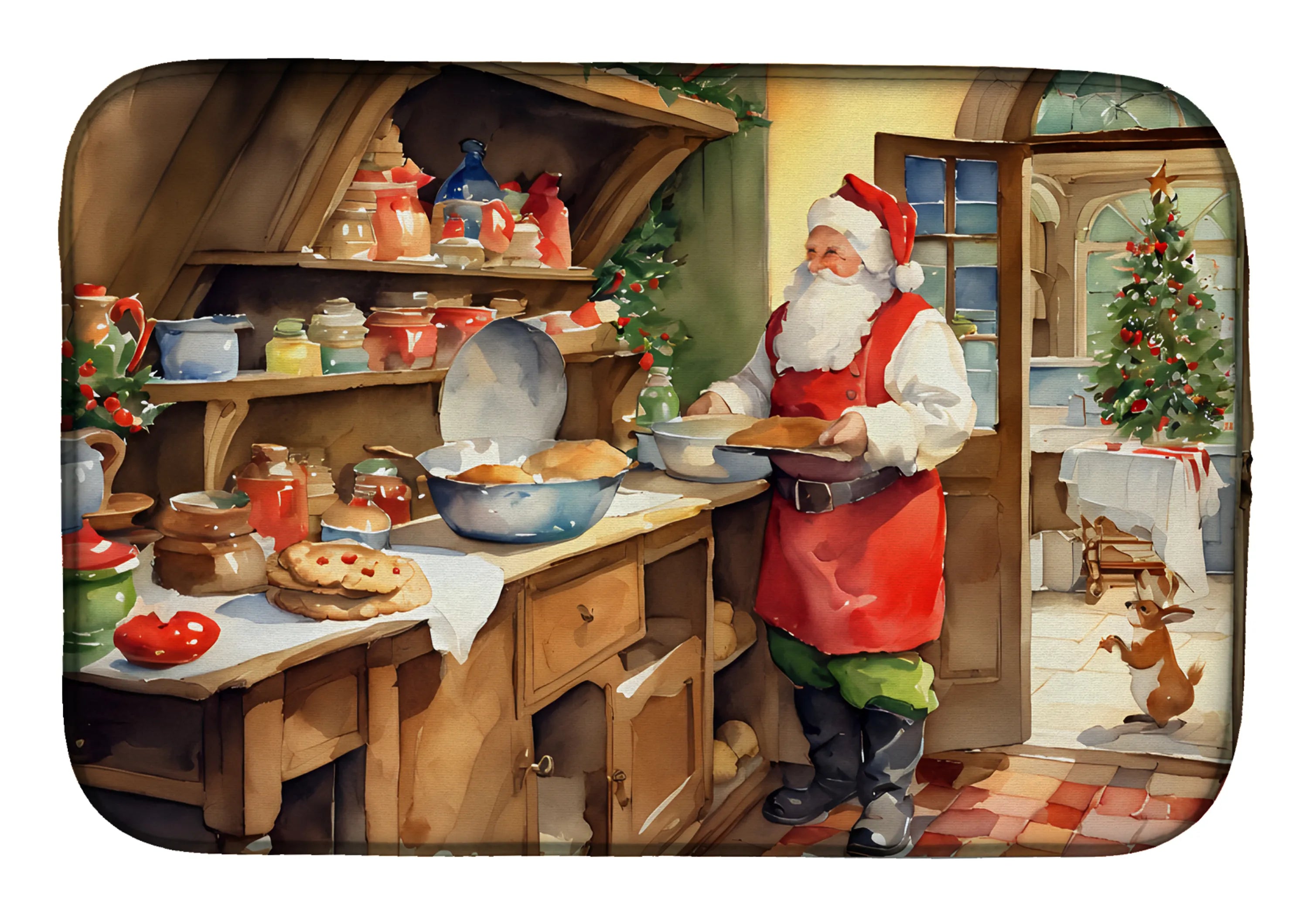 Cookies with Santa Claus Dish Drying Mat - Size: 14  X 21" | Pack Of: 1 | Collection name: Cookies with santa claus