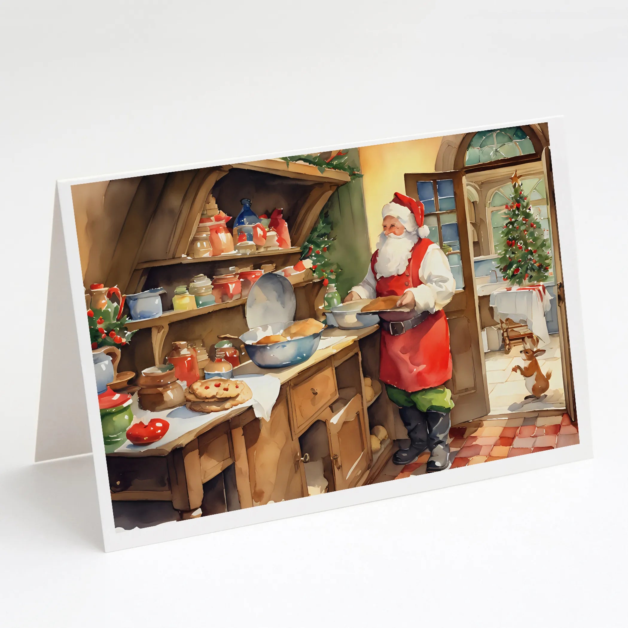 Cookies with Santa Claus Greeting Cards  - Size: 5X7 | Pack Of: 8 | Collection name: Cookies with santa claus