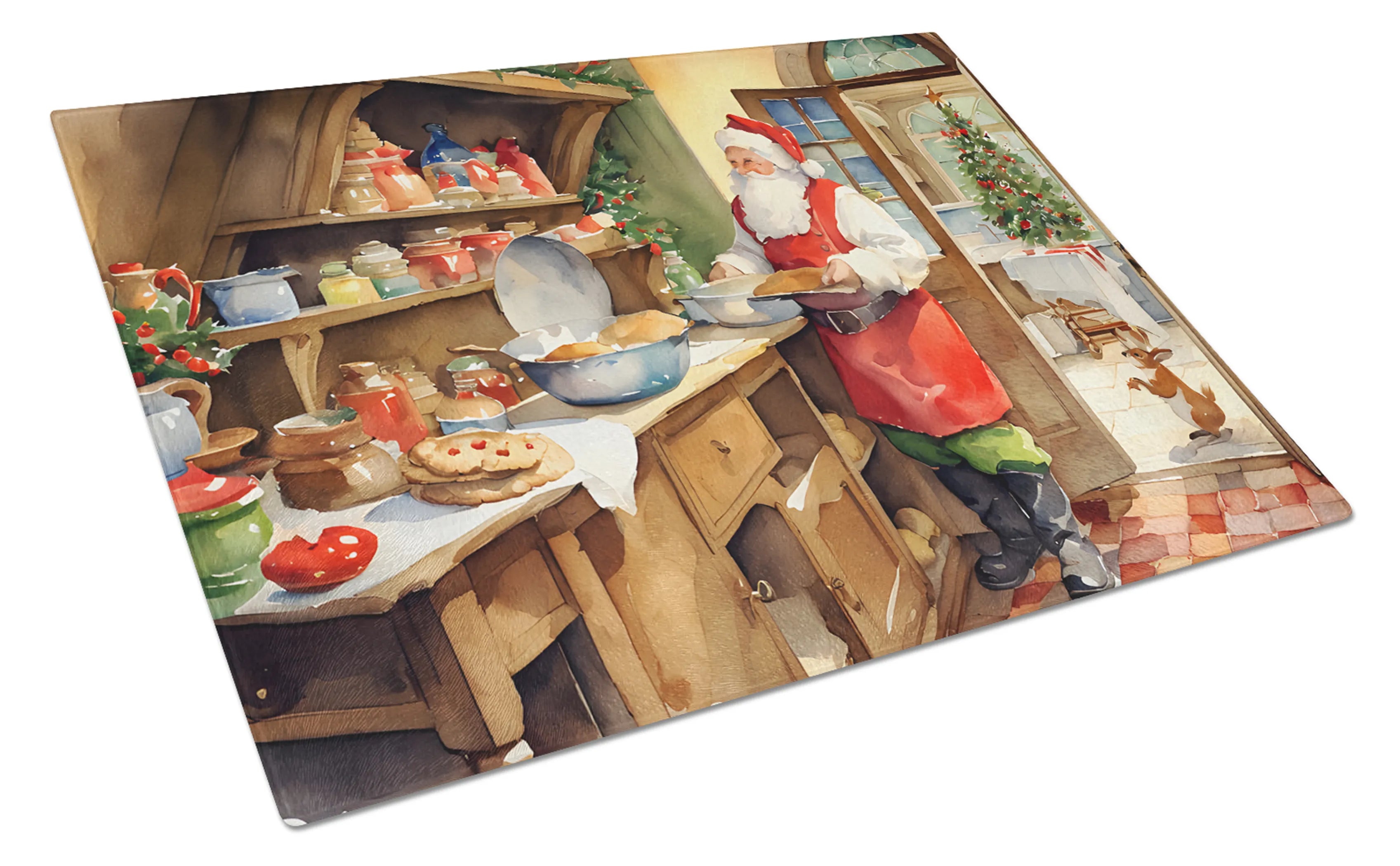 Cookies with Santa Claus Glass Cutting Board - Size: LARGE | Pack Of: 1 | Collection name: Cookies with santa claus
