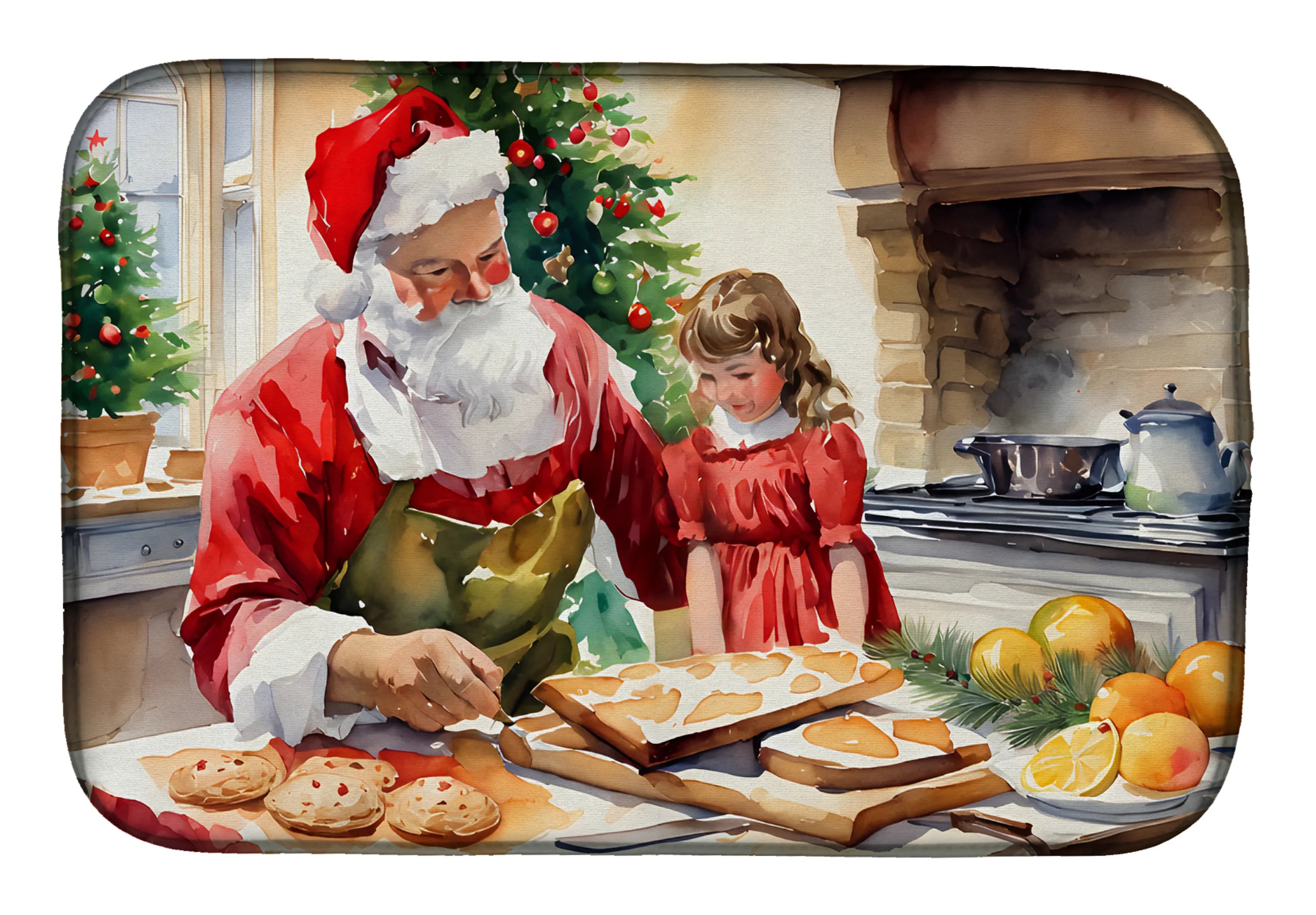 Cookies with Santa Claus Dish Drying Mat - Size: 14  X 21" | Pack Of: 1 | Collection name: Cookies with santa claus