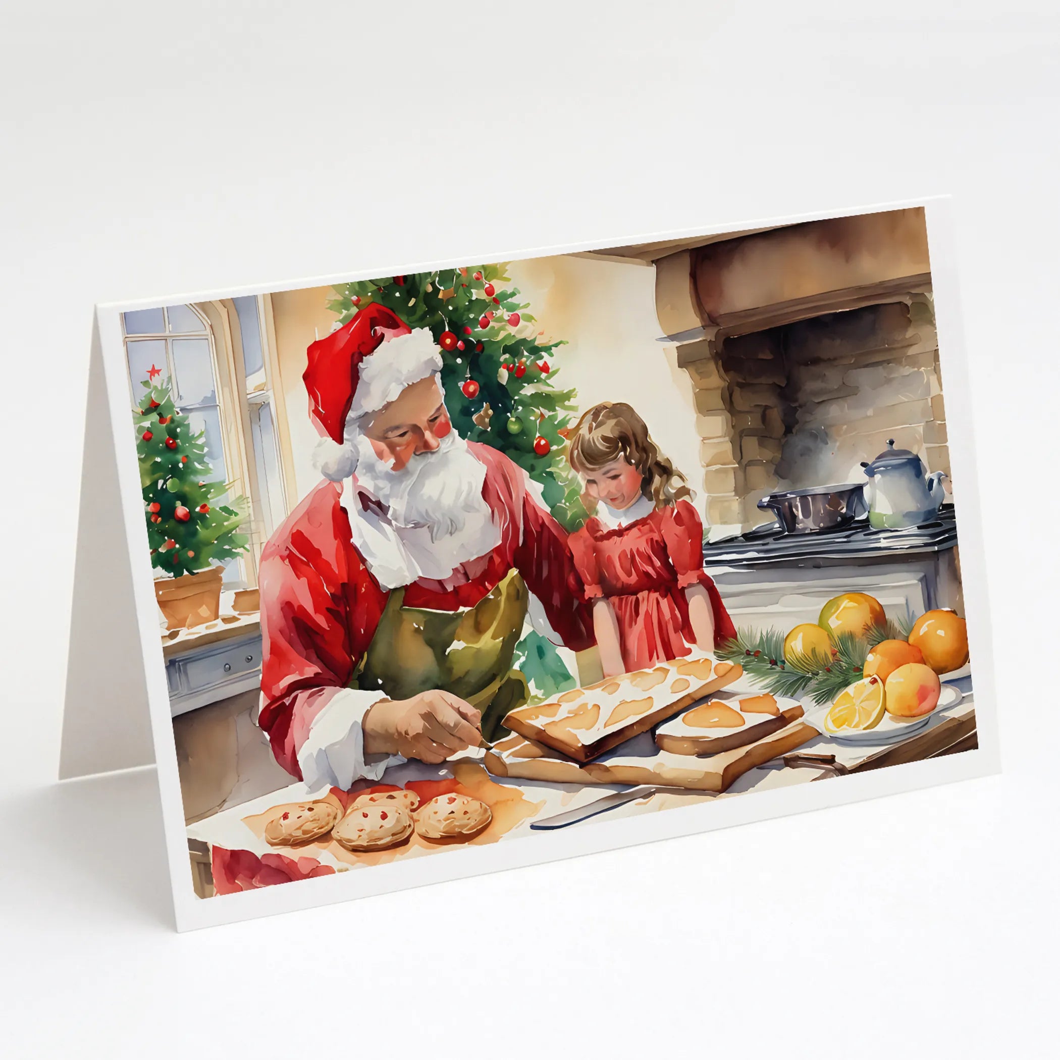 Cookies with Santa Claus Greeting Cards  - Size: 5X7 | Pack Of: 8 | Collection name: Cookies with santa claus