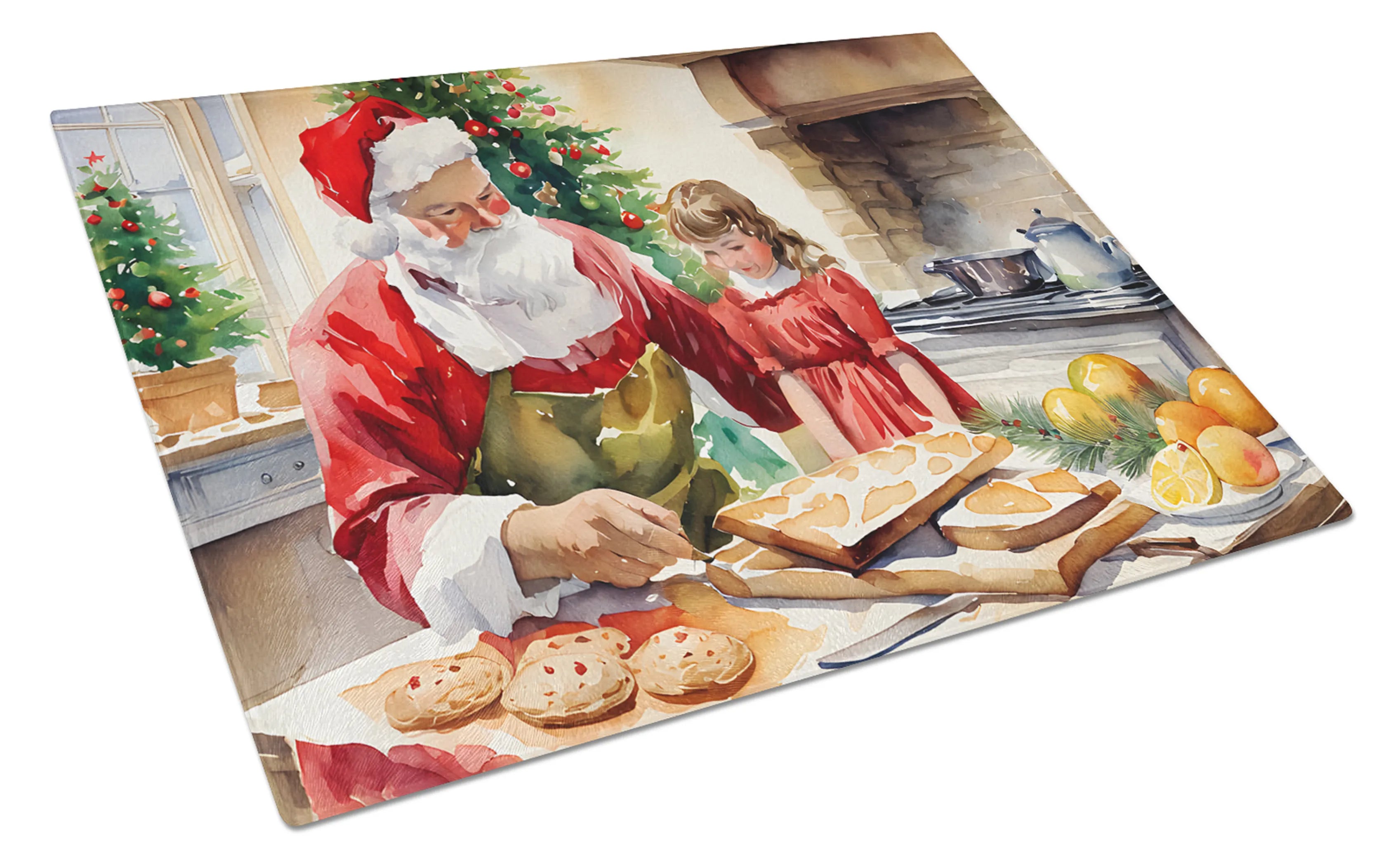 Cookies with Santa Claus Glass Cutting Board - Size: LARGE | Pack Of: 1 | Collection name: Cookies with santa claus